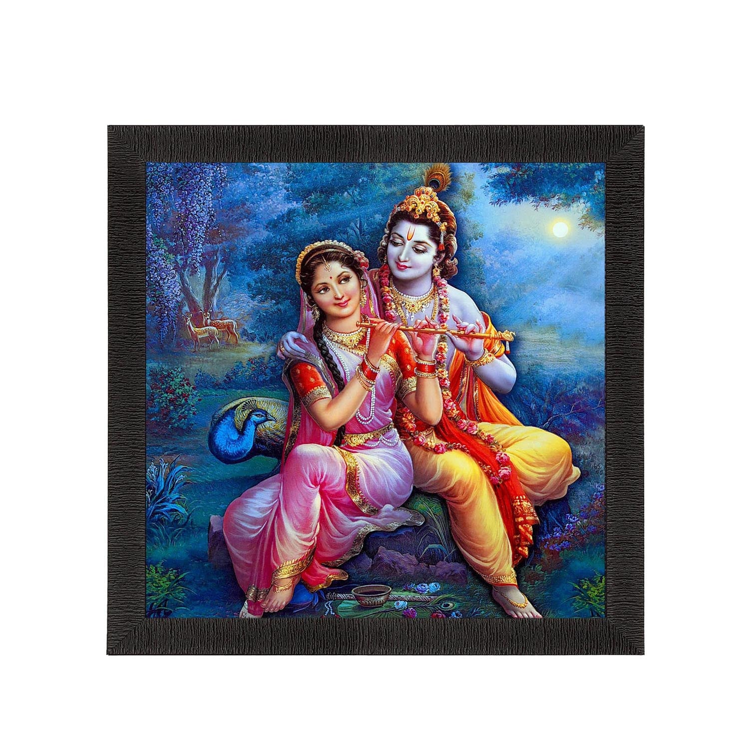 Musical Radha Krishna Satin Matt Texture UV Art Painting