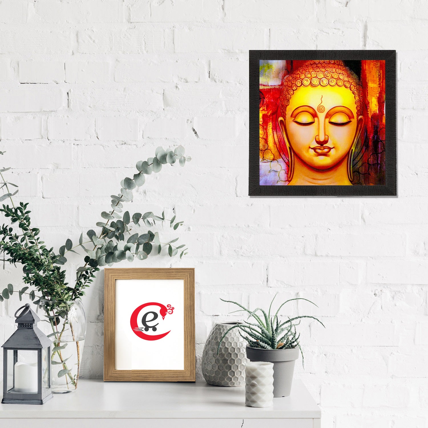 Meditating Lord Buddha Painting Digital Printed Religious Wall Art 1