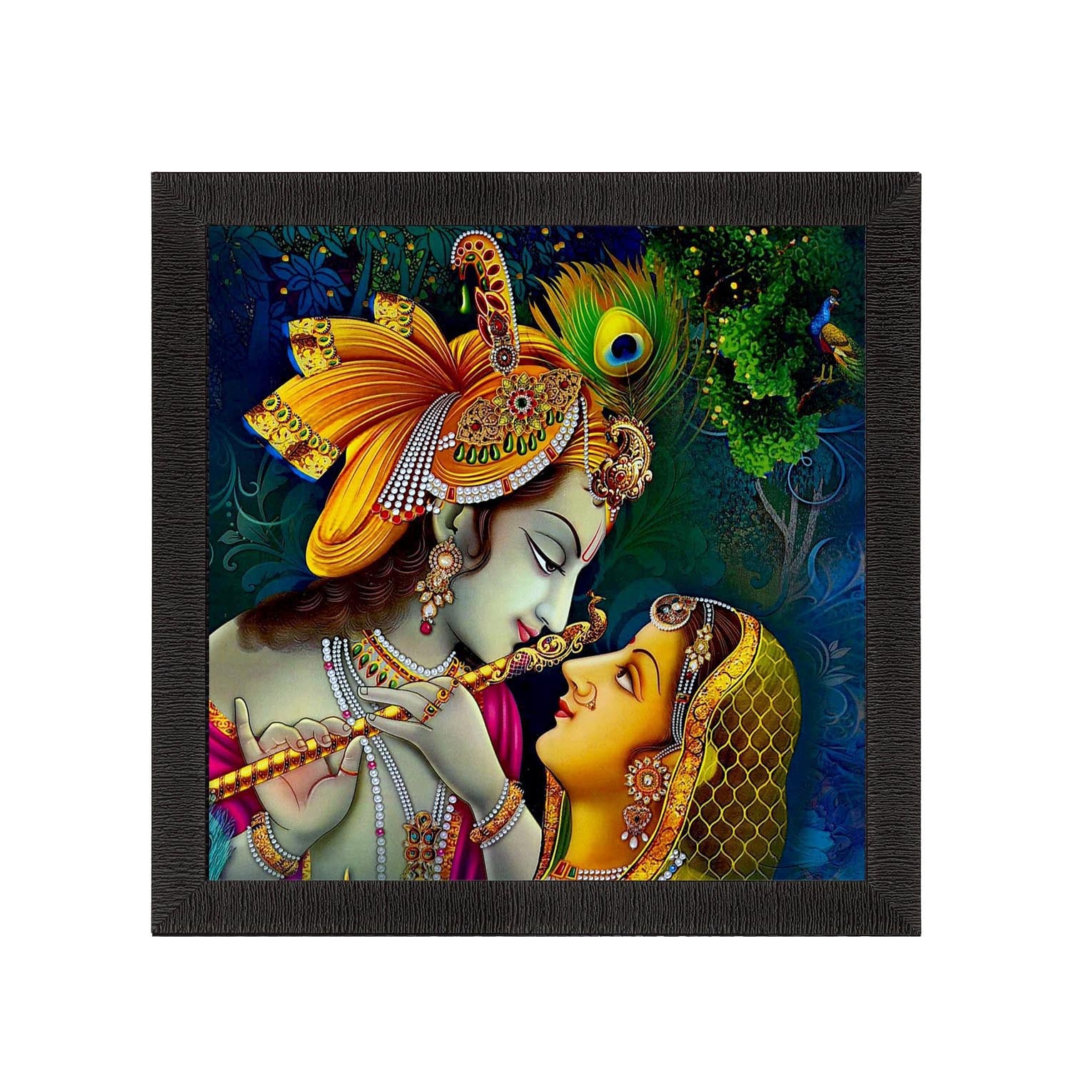 Musical Krishna Radha Satin Matt Texture UV Art Painting