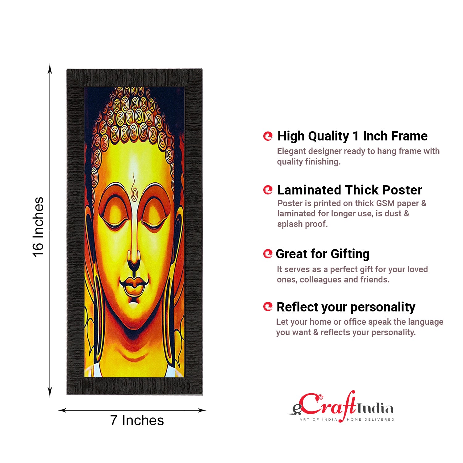 Meditating Lord Buddha Face Painting Digital Printed Religious Wall Art 1