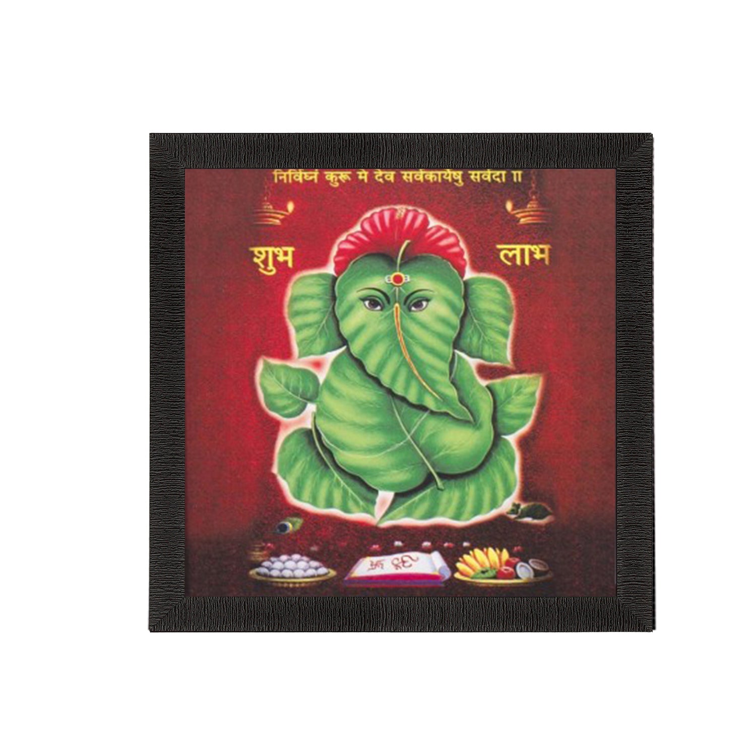 Peepal Leaves Lord Ganesha Painting Digital Printed Religious Wall Art