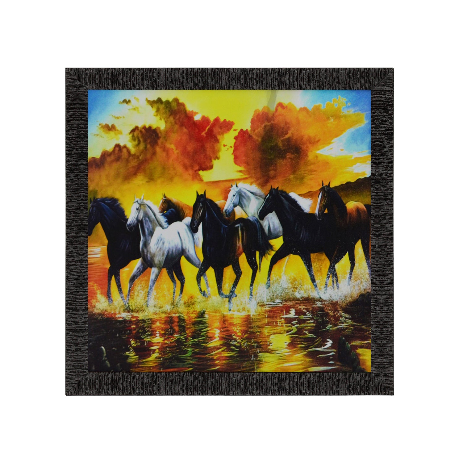 Running Lucky Horses Design Satin Matt Texture UV Art Painting