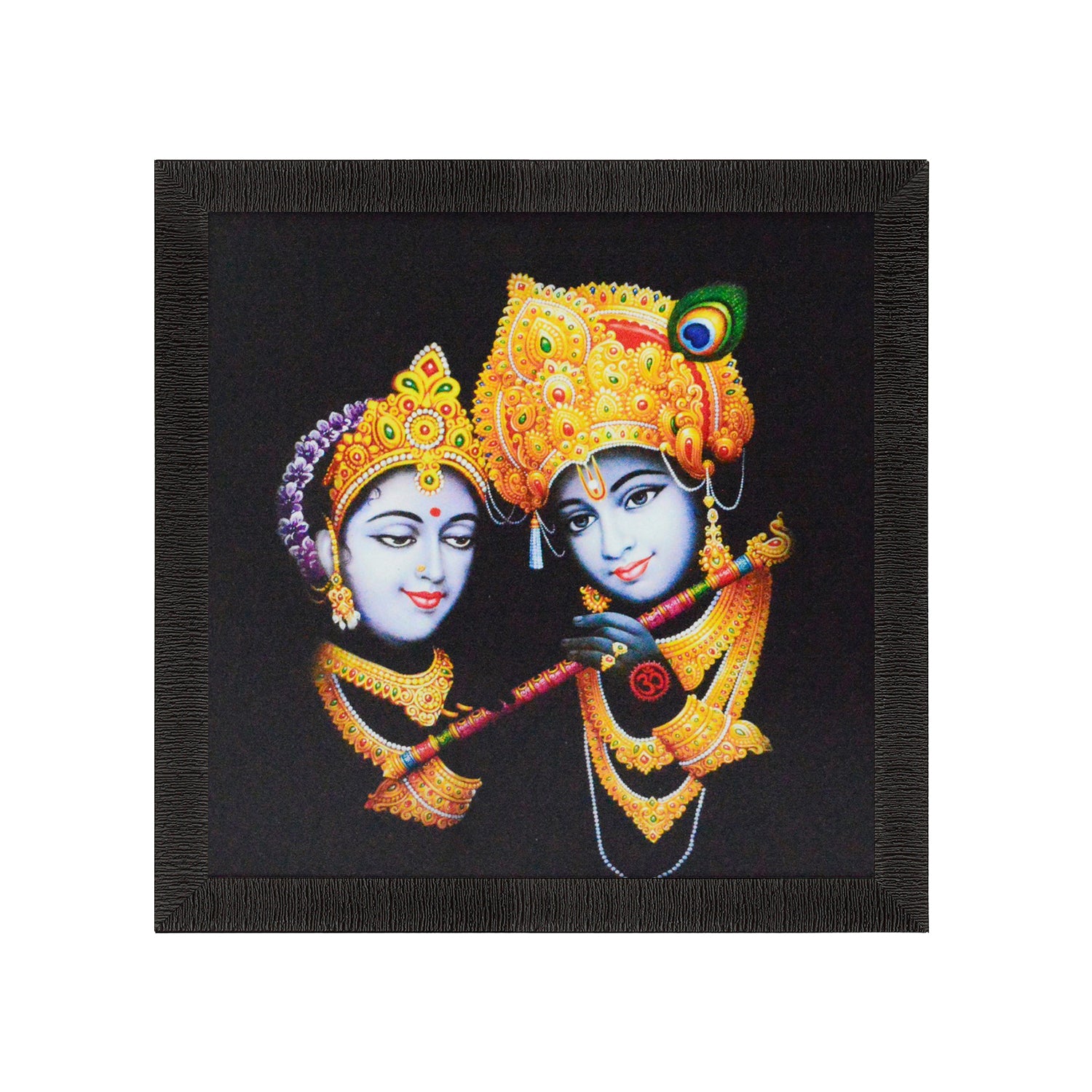 Radha Krishna playing Flute Satin Matt Texture UV Art Painting