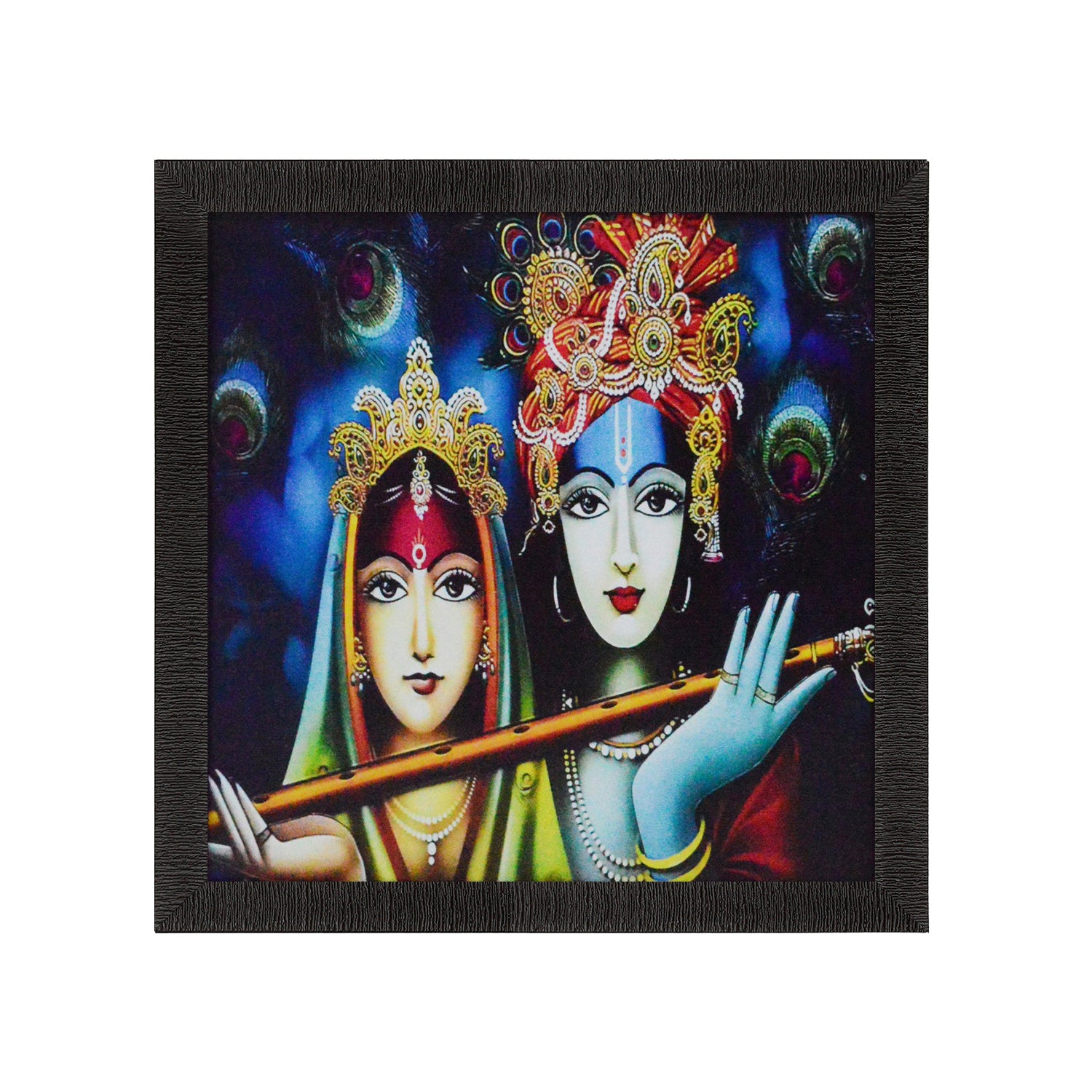 Radha Krishna Holding Flute In Hand Wall Painting Digital Printed Religious Art