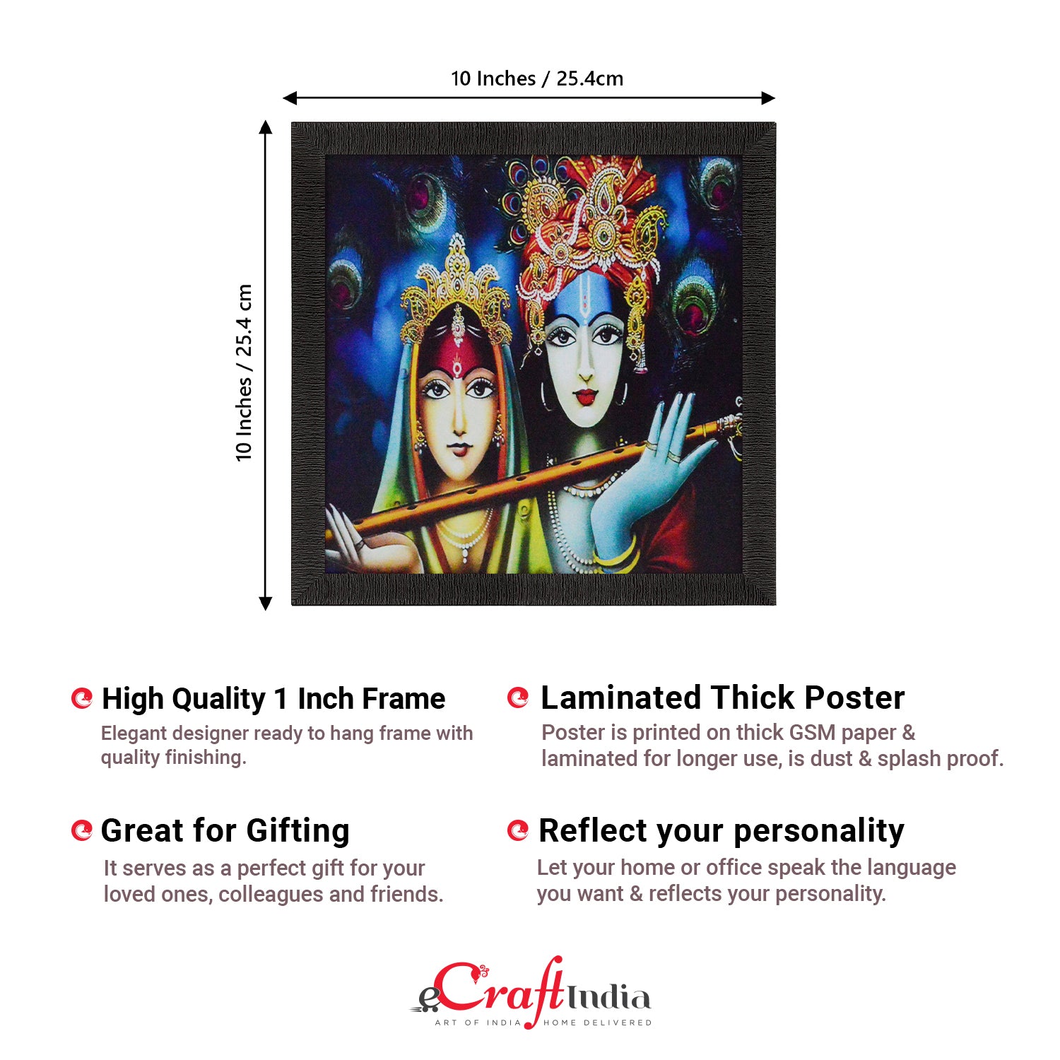 Radha Krishna Holding Flute In Hand Wall Painting Digital Printed Religious Art 2