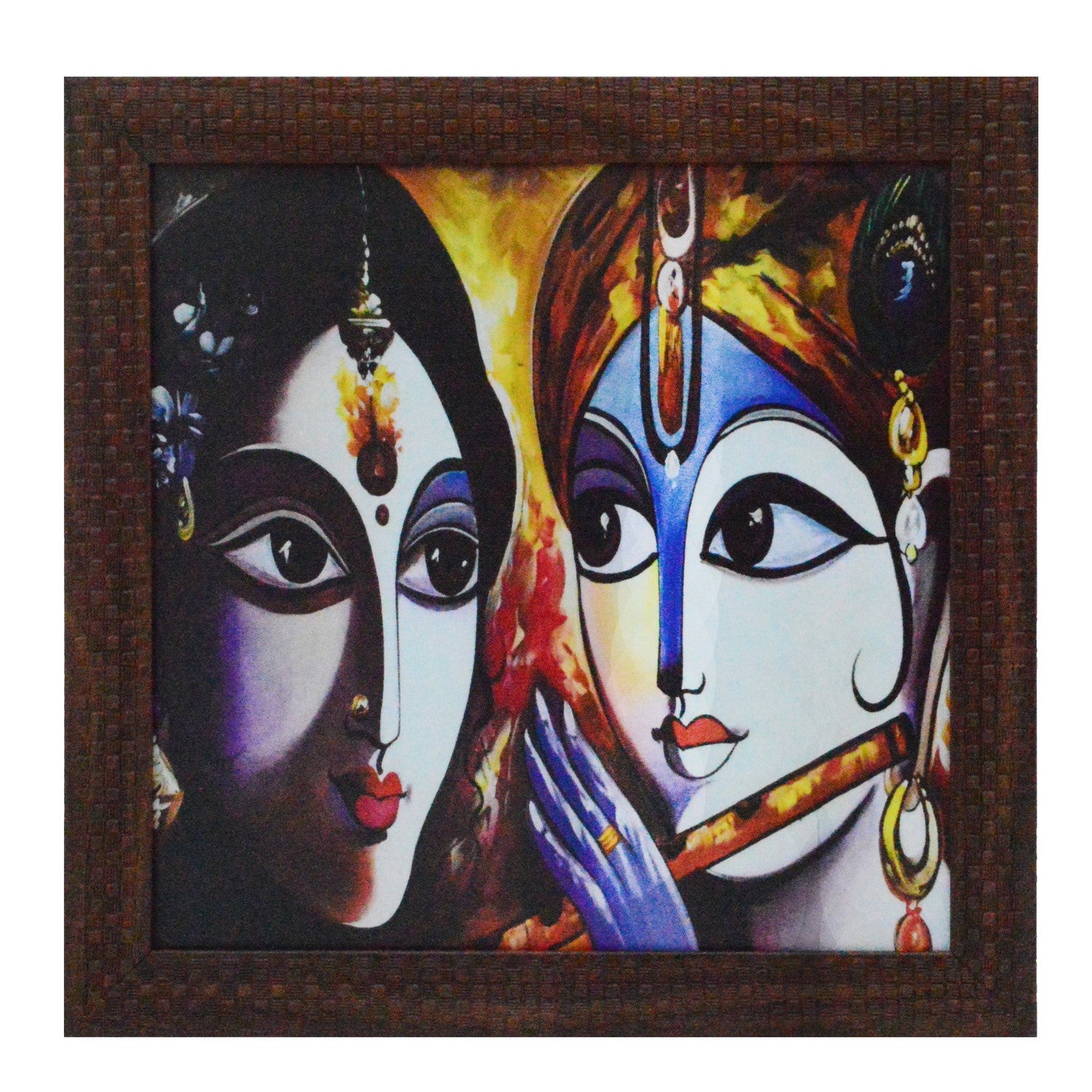 Radha Krishna playing Flute Satin Matt Texture UV Art Painting