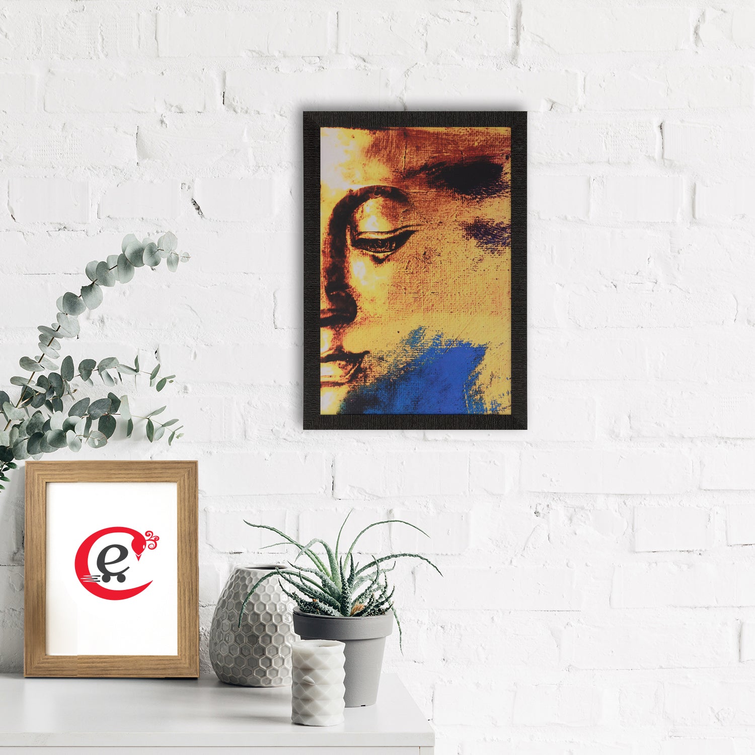 Lord Buddha Painting Digital Printed Abstract Religious Wall Art 1