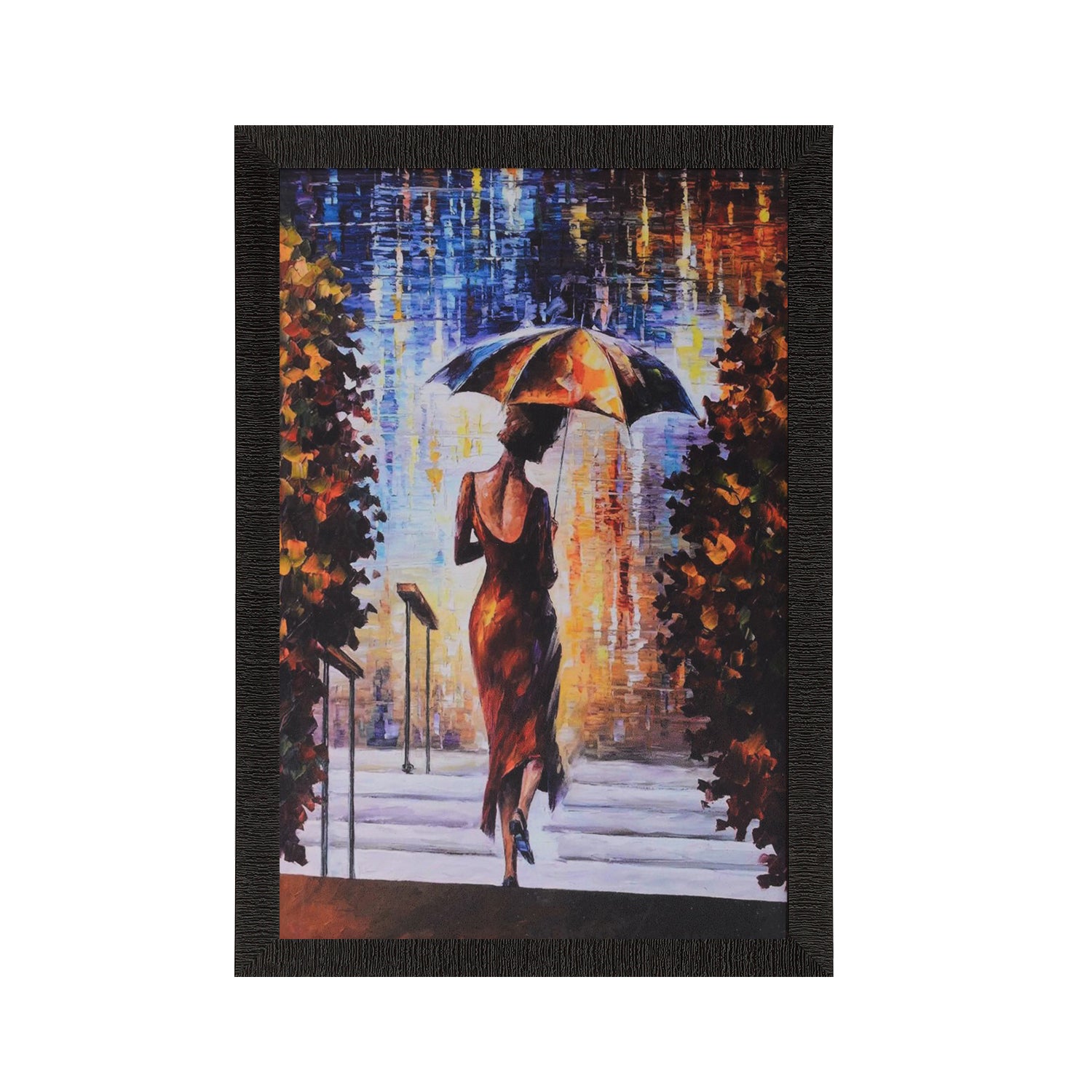 Beautiful Lady Under Umbrella Satin Matt Texture UV Art Painting