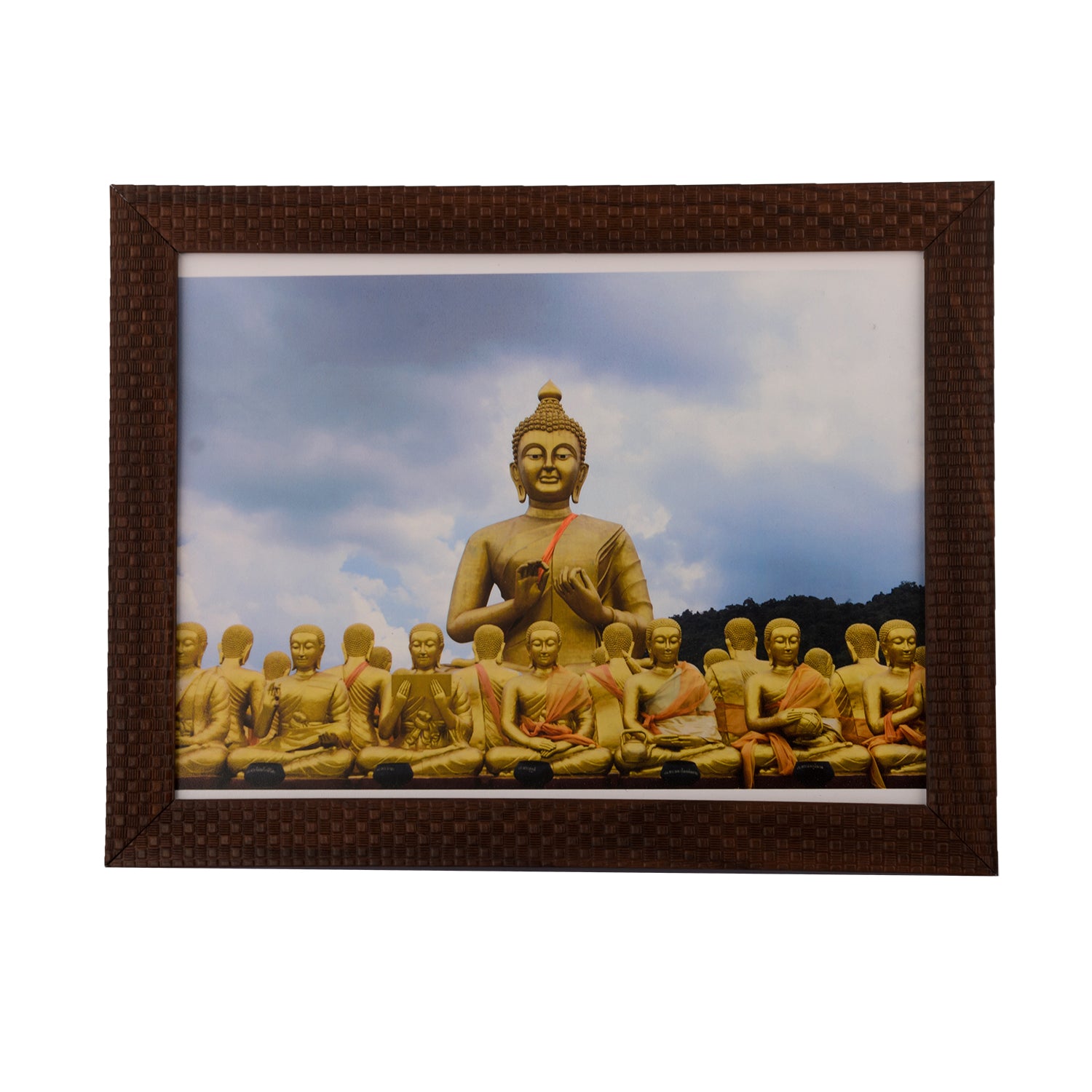 Buddha with Monks Satin Matt Texture UV Art Painting