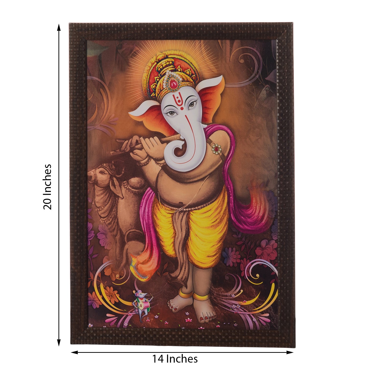 Ganesha Playing Flute Satin Matt Texture UV Art Painting 2