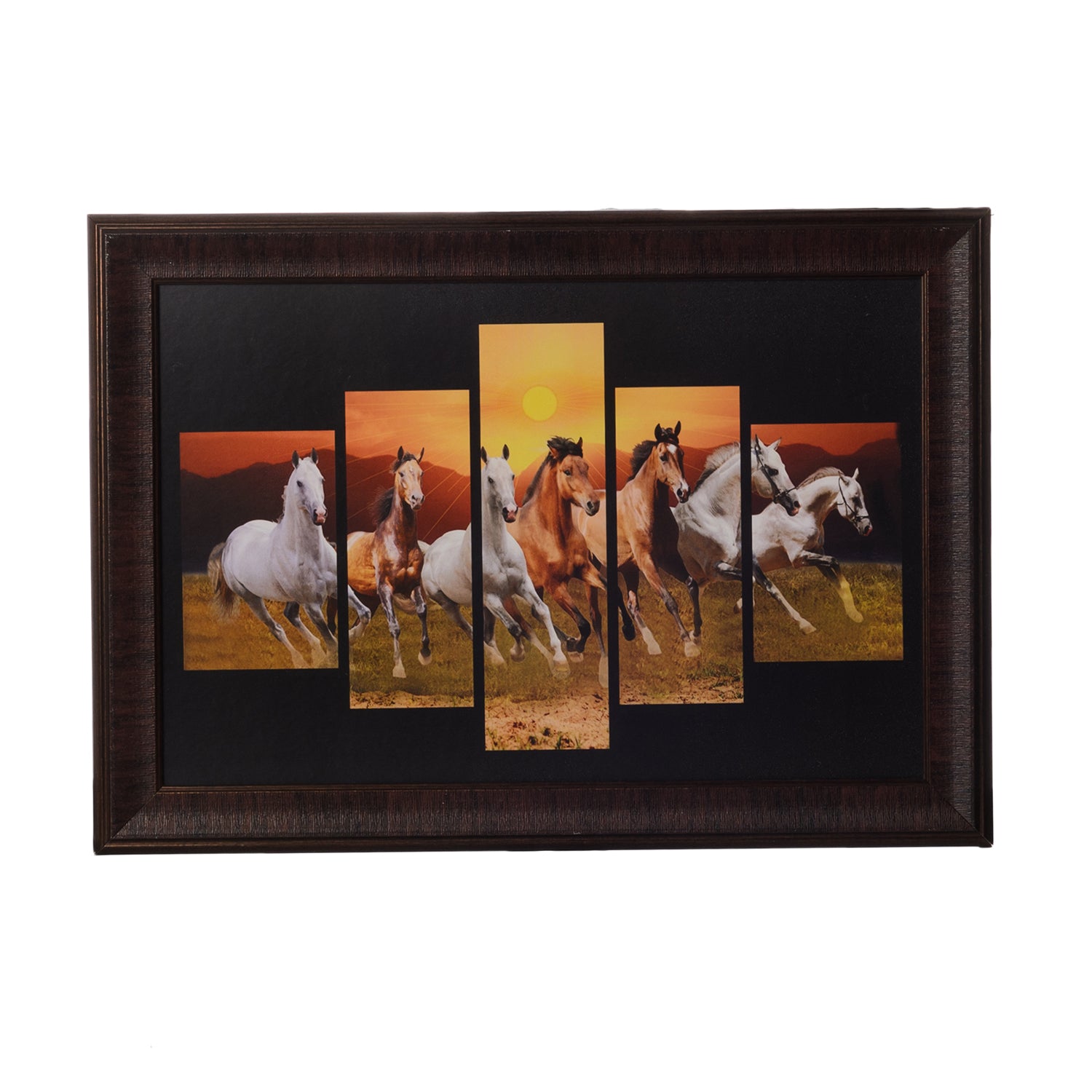 Lucky Running Horses 5 Cut Design Satin Matt Texture UV Art Painting