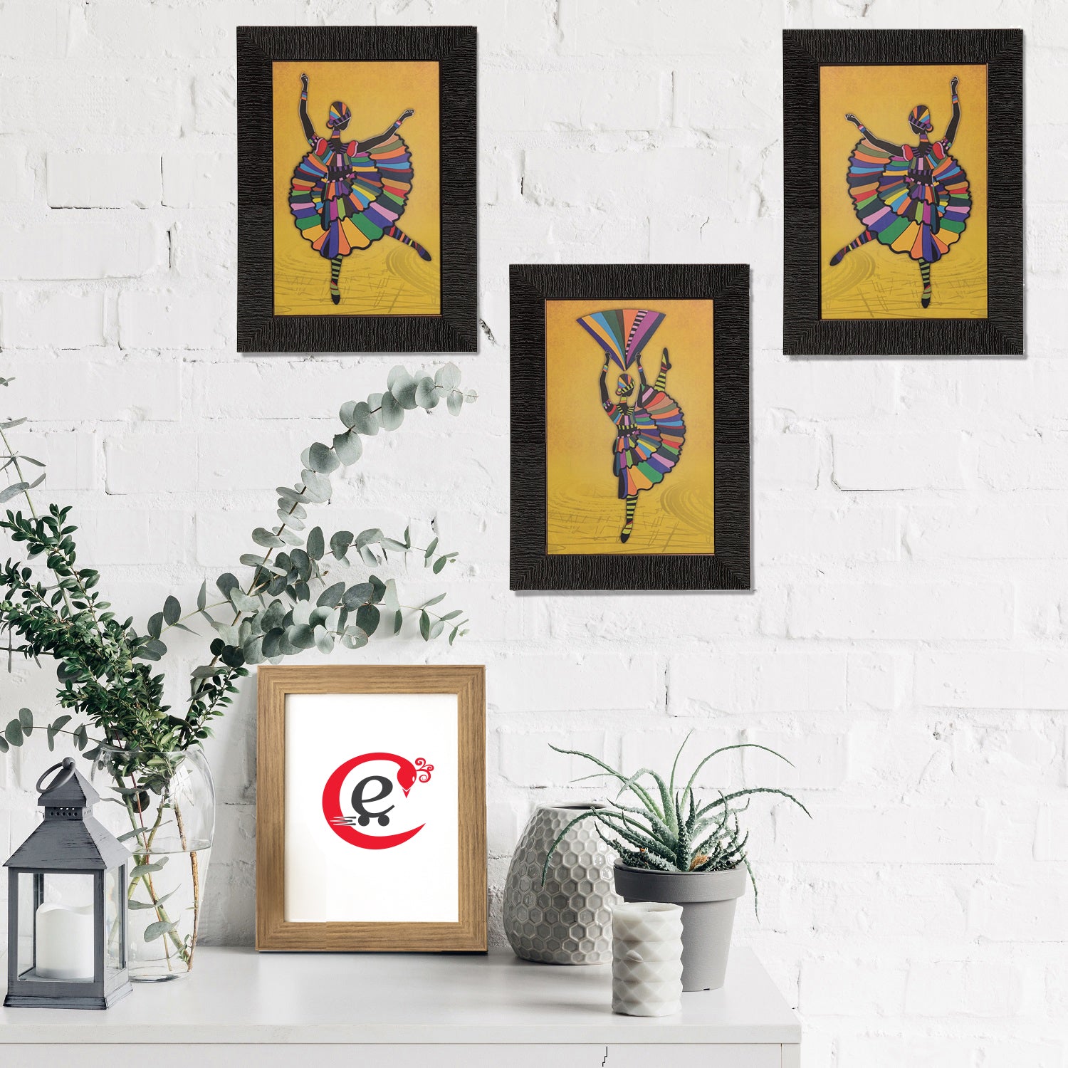 Set of 3 Dancing Girl Matt Texture UV Art Painting 1