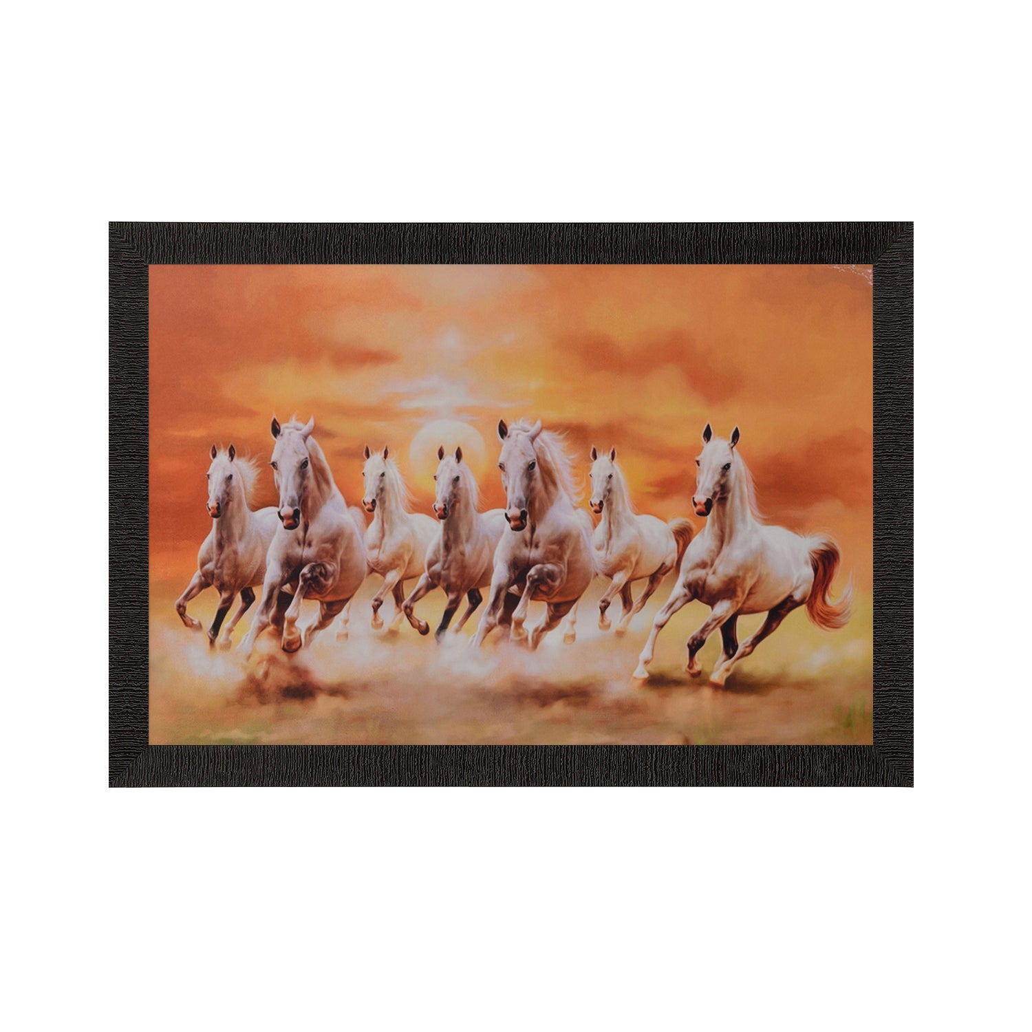 Running Lucky White Horses Satin Matt Texture UV Art Painting
