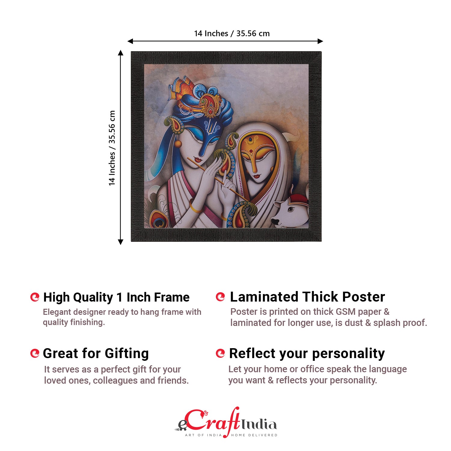 Radha Krishna Satin Matt Texture UV Art Painting 2