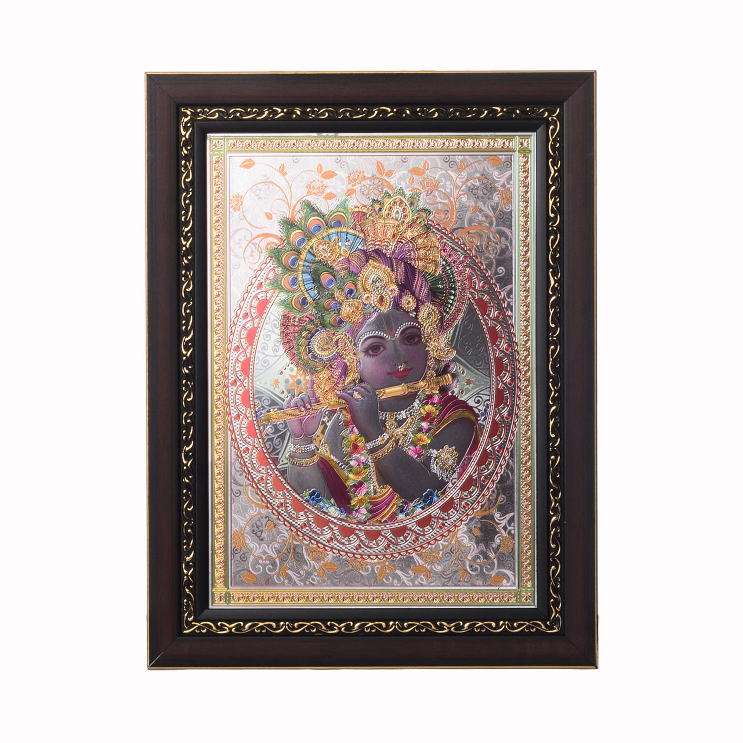 Lord Krishna Laminated Silver and Golden Foil