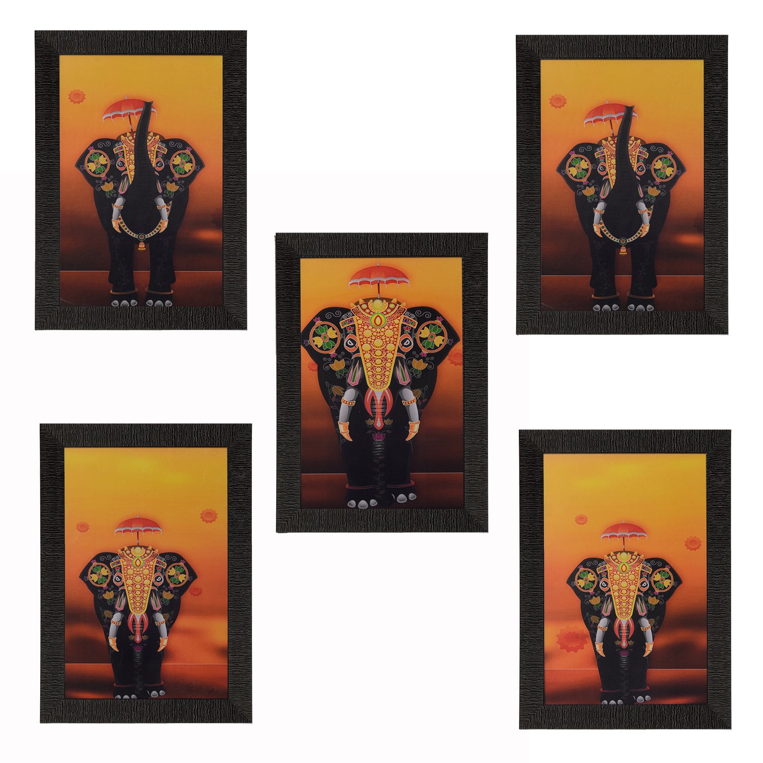 Set of 5 Elephant Variants Satin Matt Texture UV Art Painting