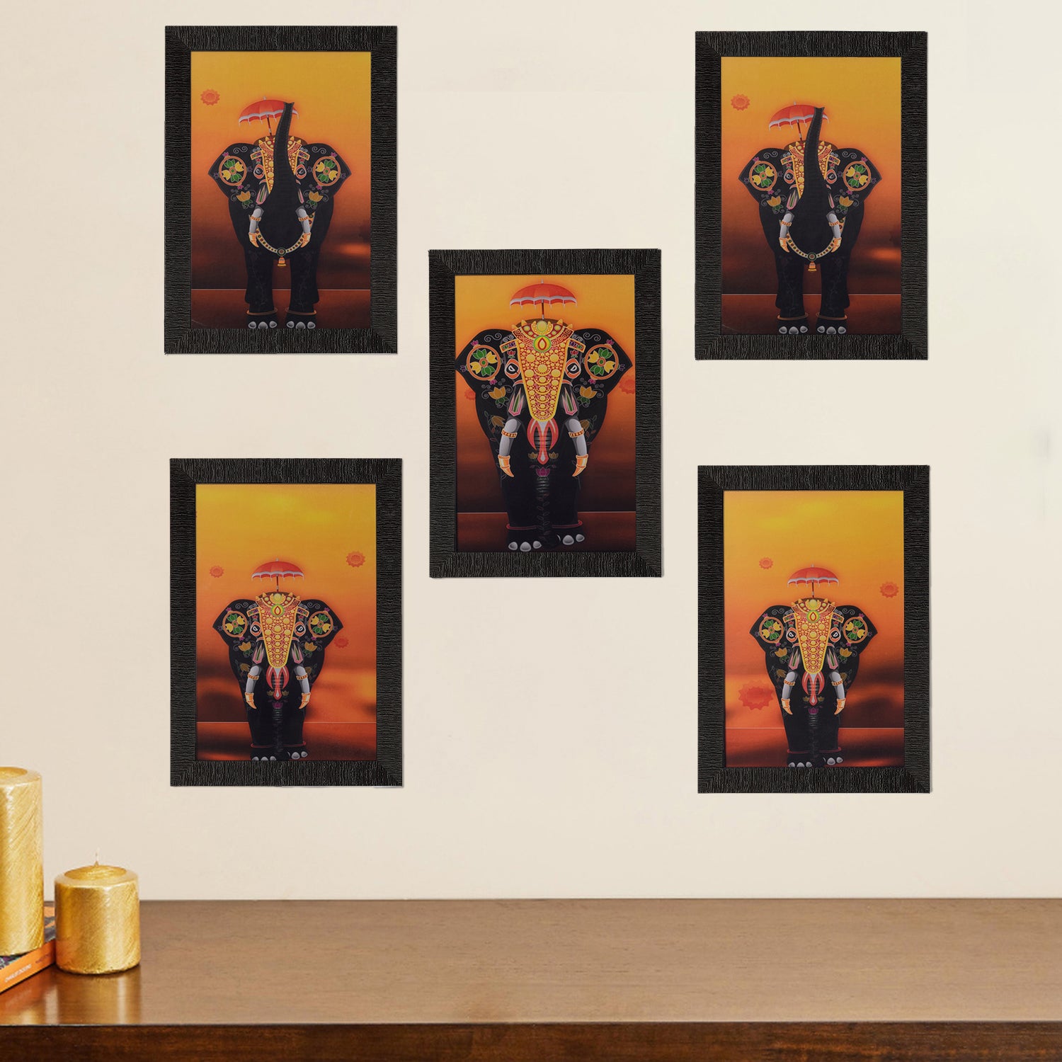 Set of 5 Elephant Variants Satin Matt Texture UV Art Painting 1