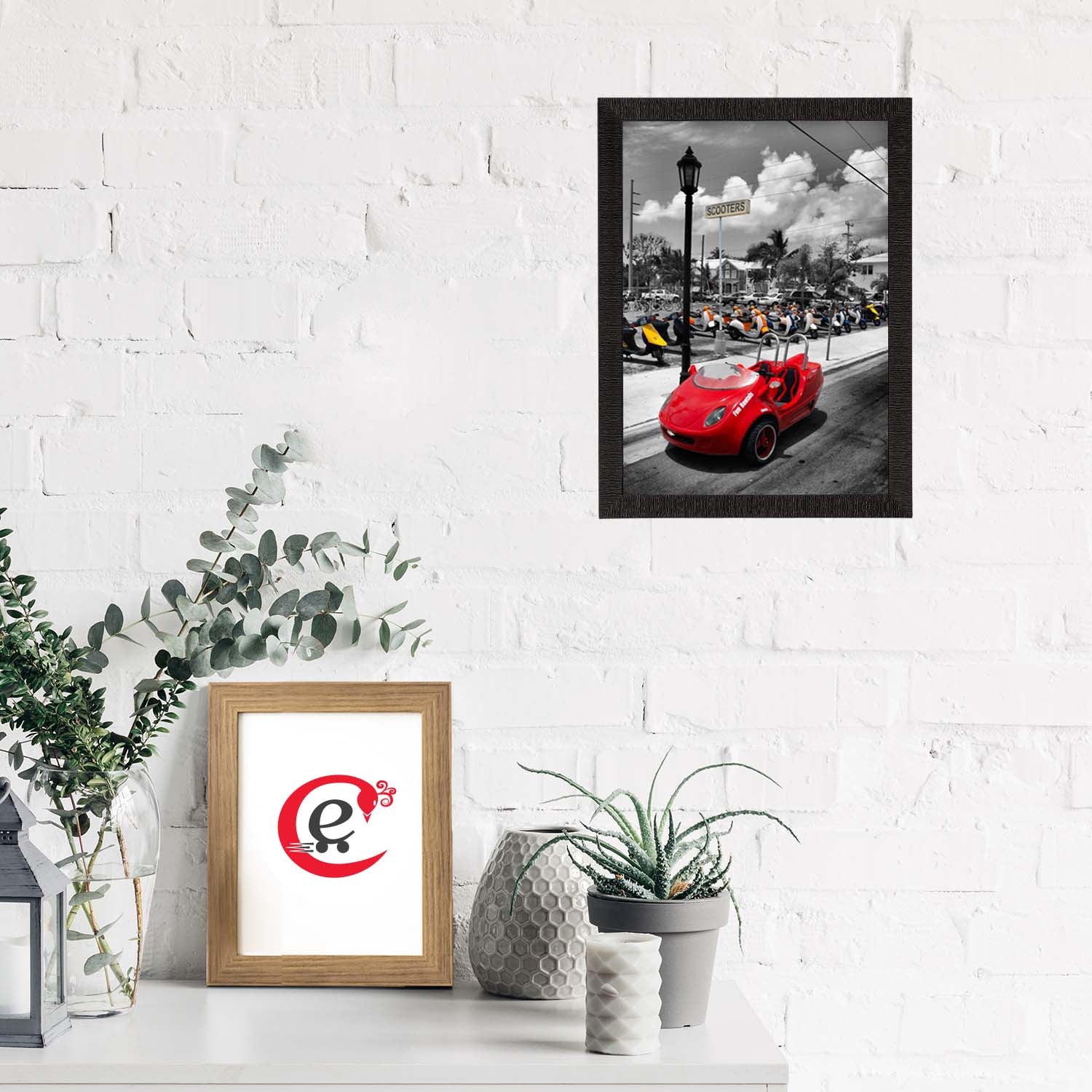 Red Antique Car Satin Matt Texture UV Art Painting 1