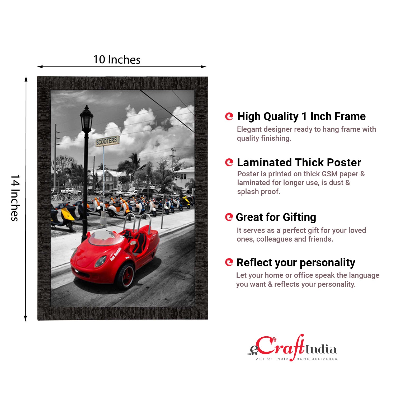 Red Antique Car Satin Matt Texture UV Art Painting 2