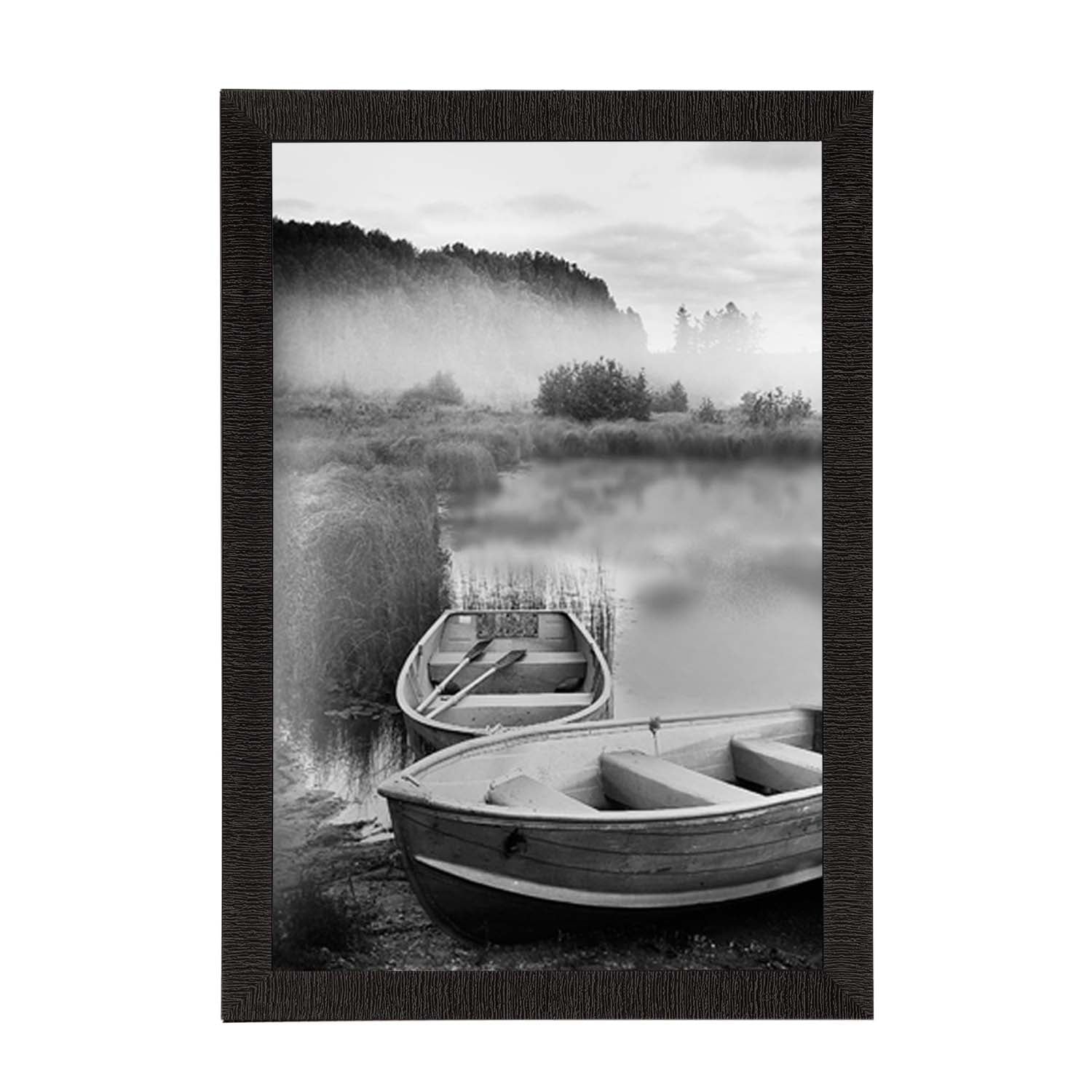 River Side Parked Boat Satin Matt Texture UV Art Painting
