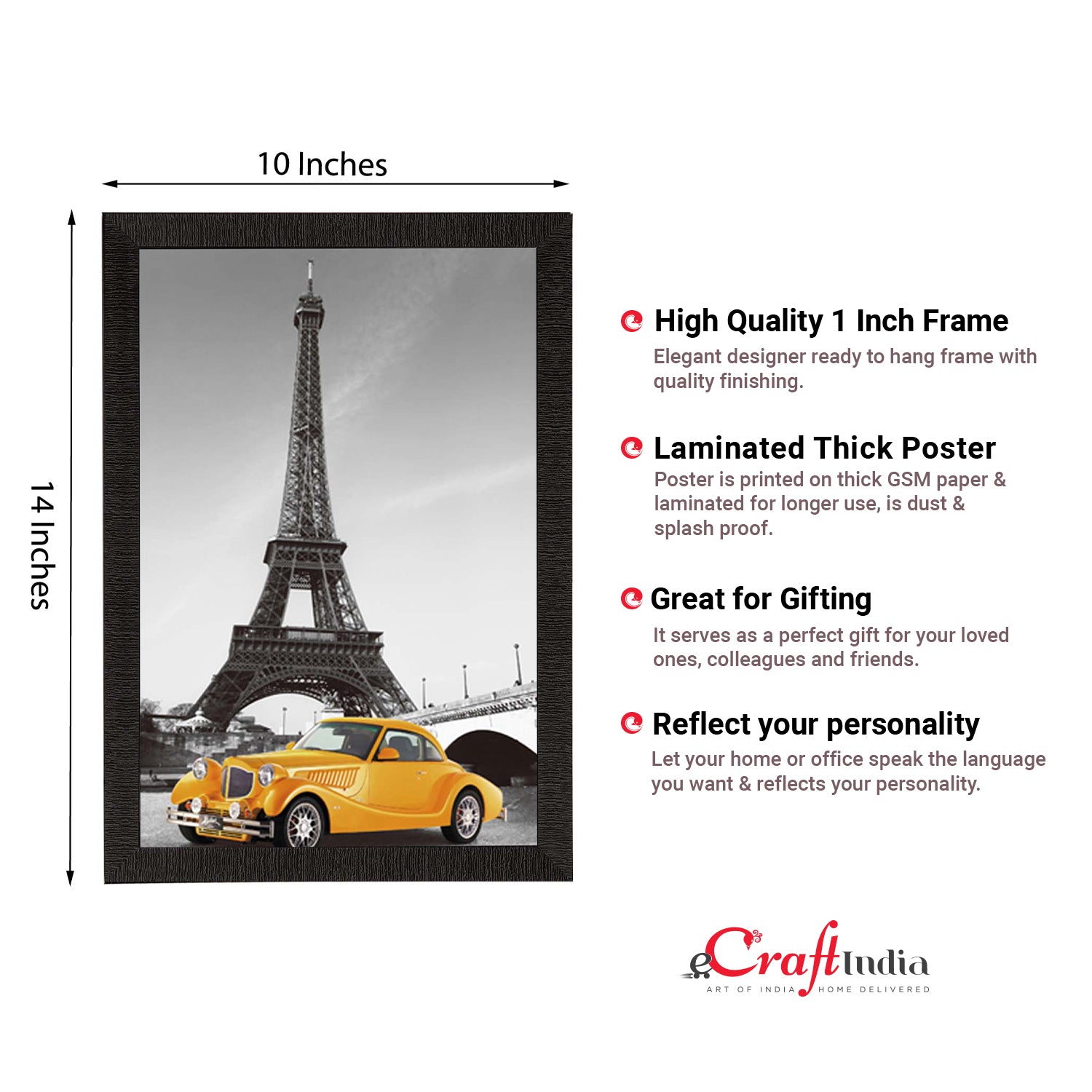 Yellow Car Underneath Eiffel Tower Satin Matt Texture UV Art Painting 2
