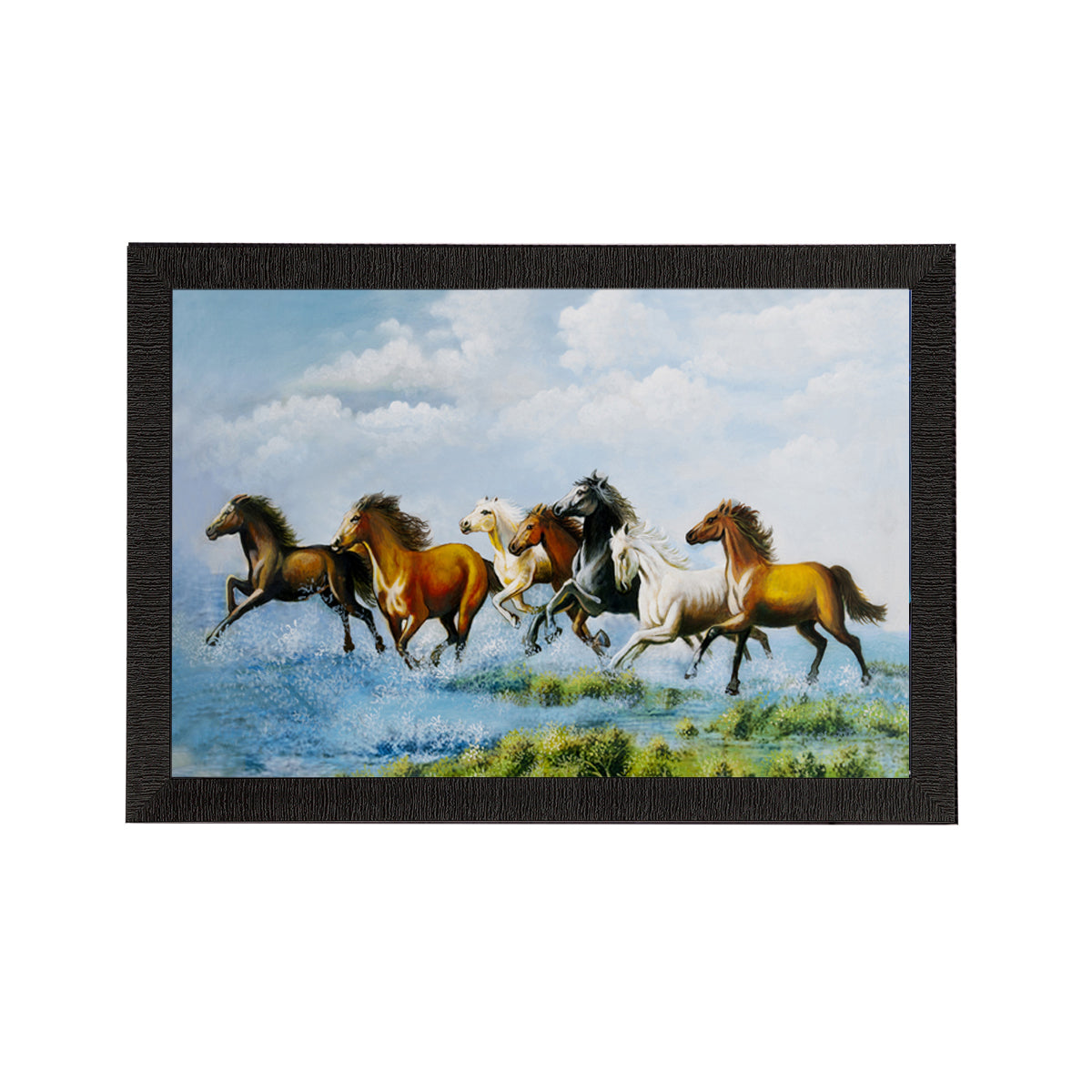 Running 7 Lucky Horses Satin Matt Texture UV Art Painting