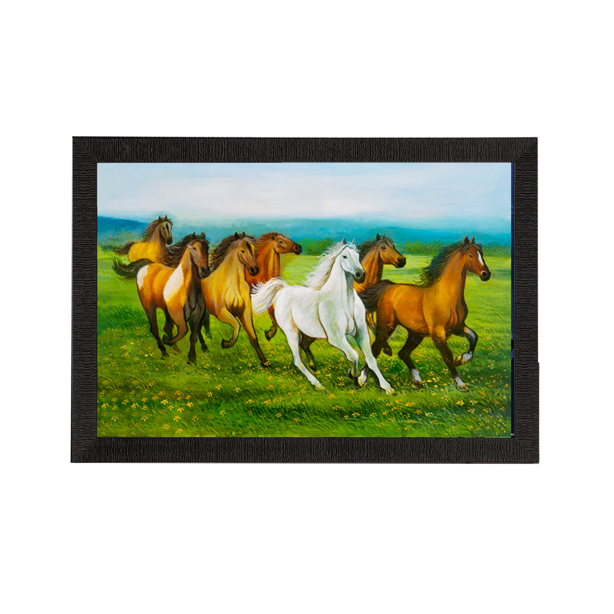 Running 7 Lucky Horses Satin Matt Texture UV Art Painting
