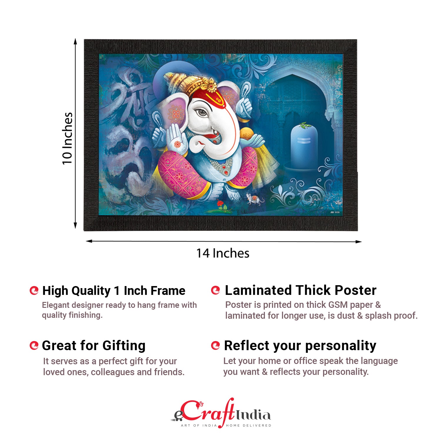 Lord Ganesha Satin Matt Texture UV Art Painting 2