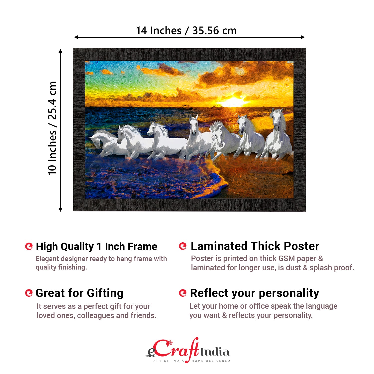 7 White Running Horses Painting Digital Printed Animal Wall Art 3
