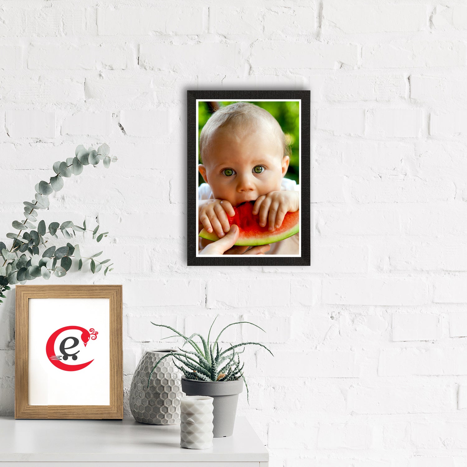 Cute Baby Eating Watermelon Painting Digital Printed Wall Art 1