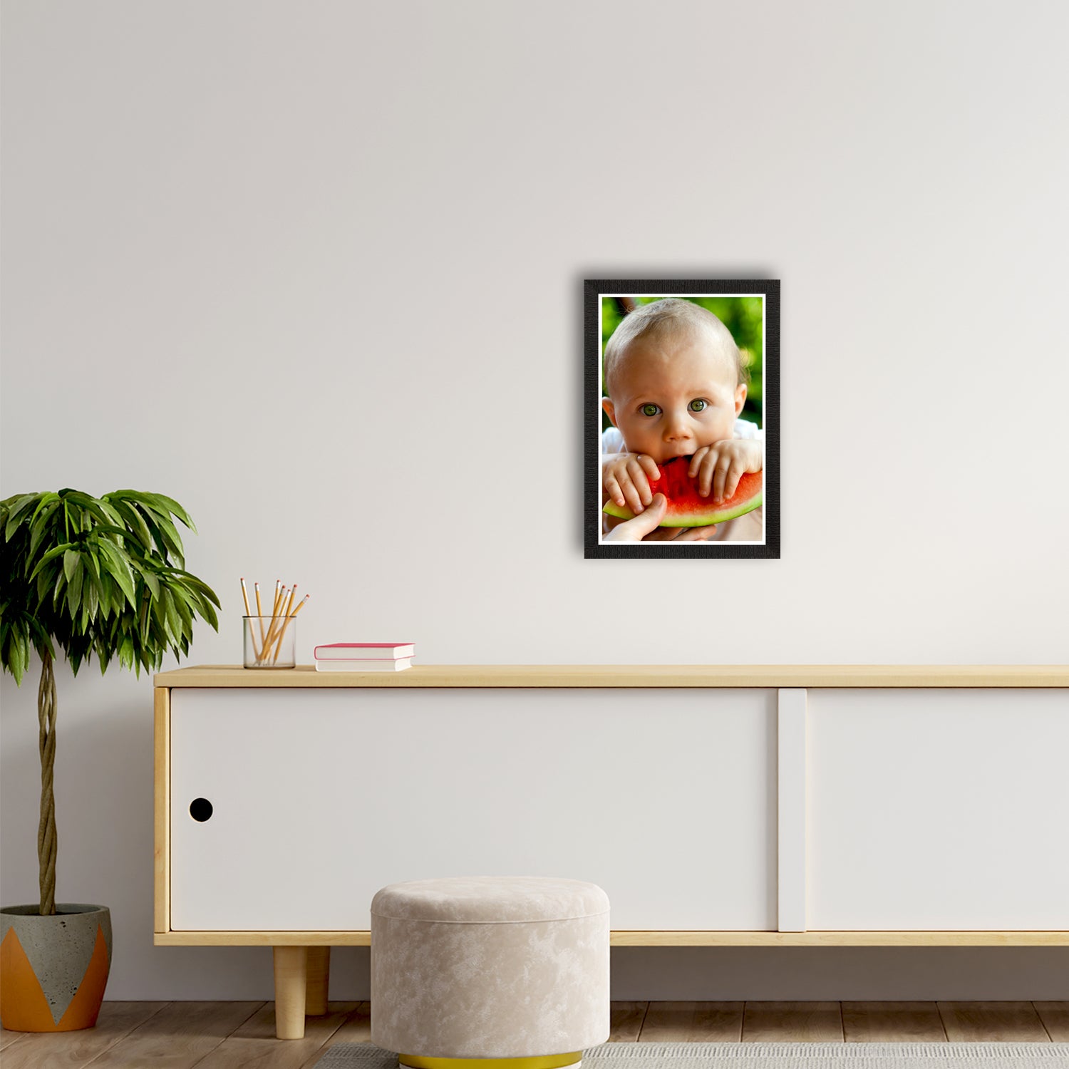Cute Baby Eating Watermelon Painting Digital Printed Wall Art 2
