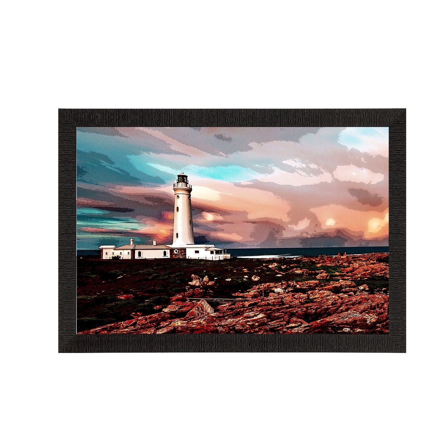 Seaside Lighthouse Scenic View Satin Matt Texture UV Art Painting