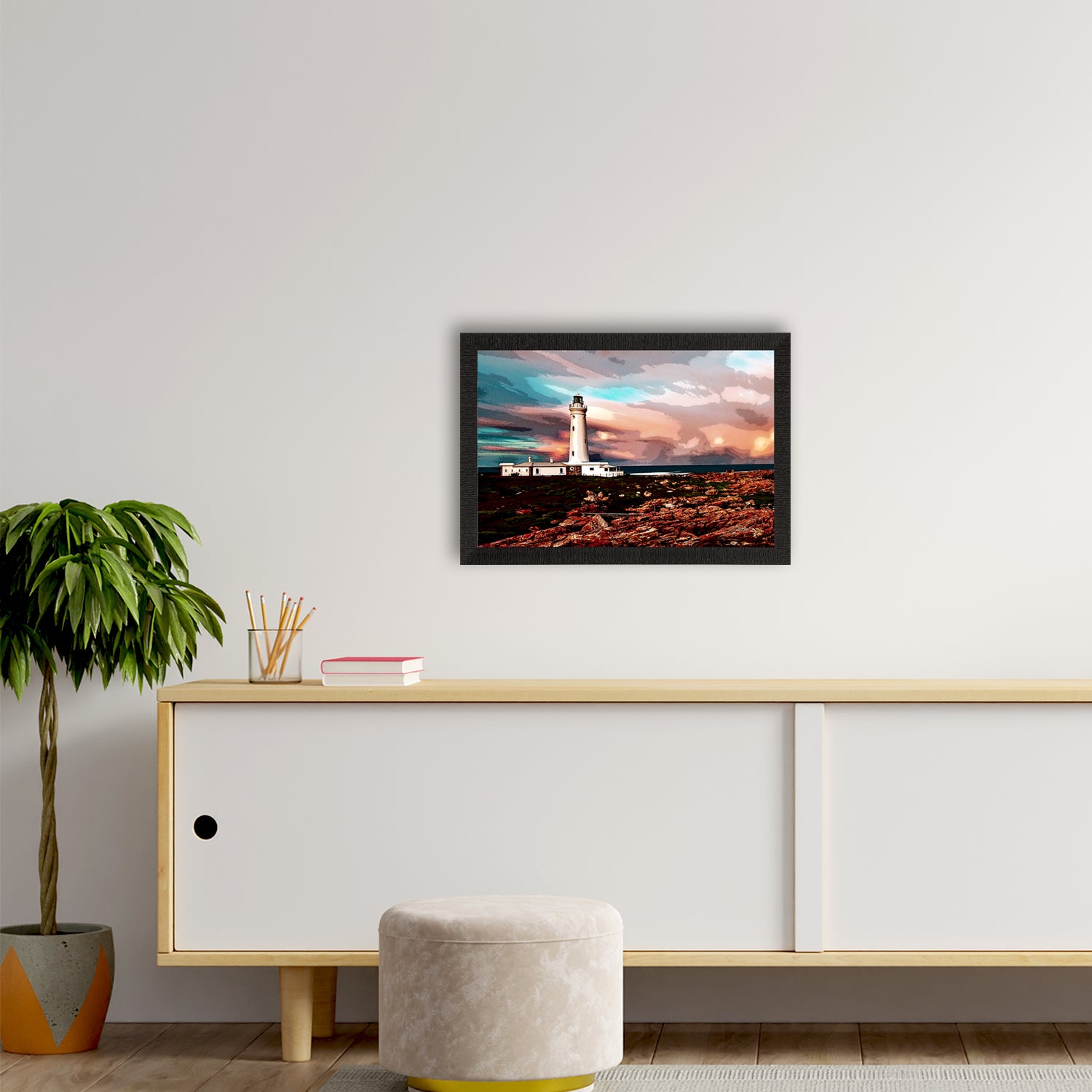 Seaside Lighthouse Scenic View Satin Matt Texture UV Art Painting 2