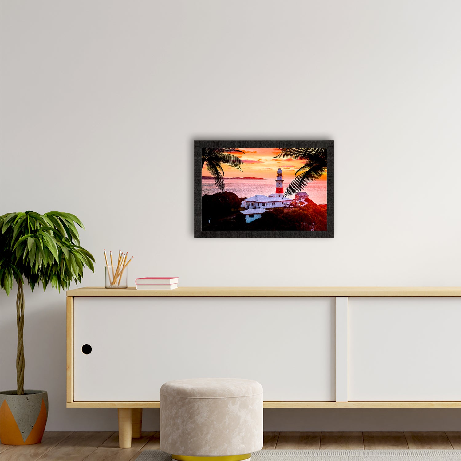 Seaside Lighthouse Scenic View Satin Matt Texture UV Art Painting 2