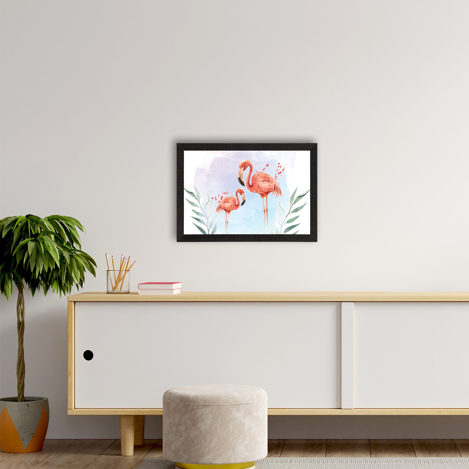 Pink Flamingo Satin Matt Texture UV Art Painting 2