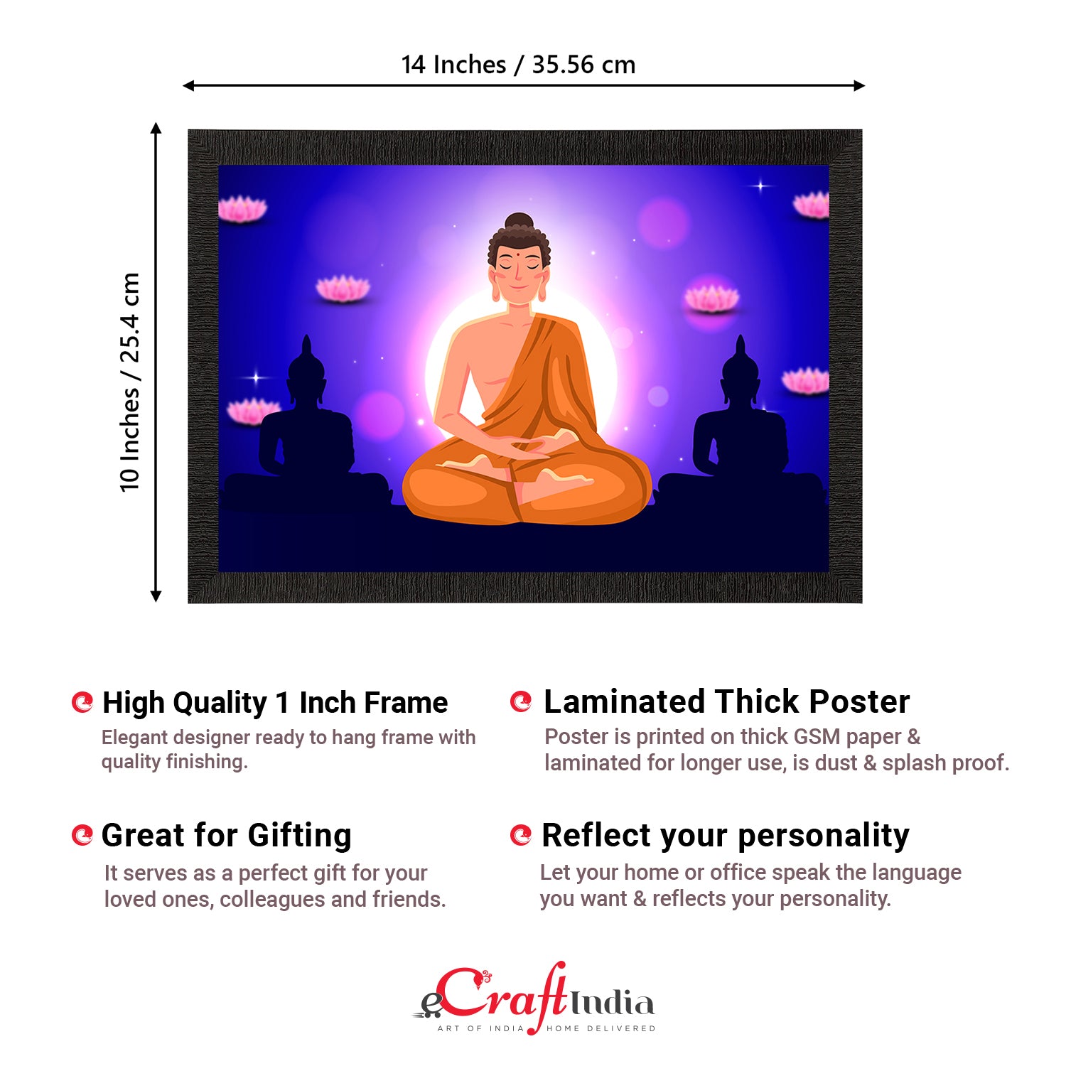 Meditating Lord Buddha Painting Digital Printed Religious Wall Art 3