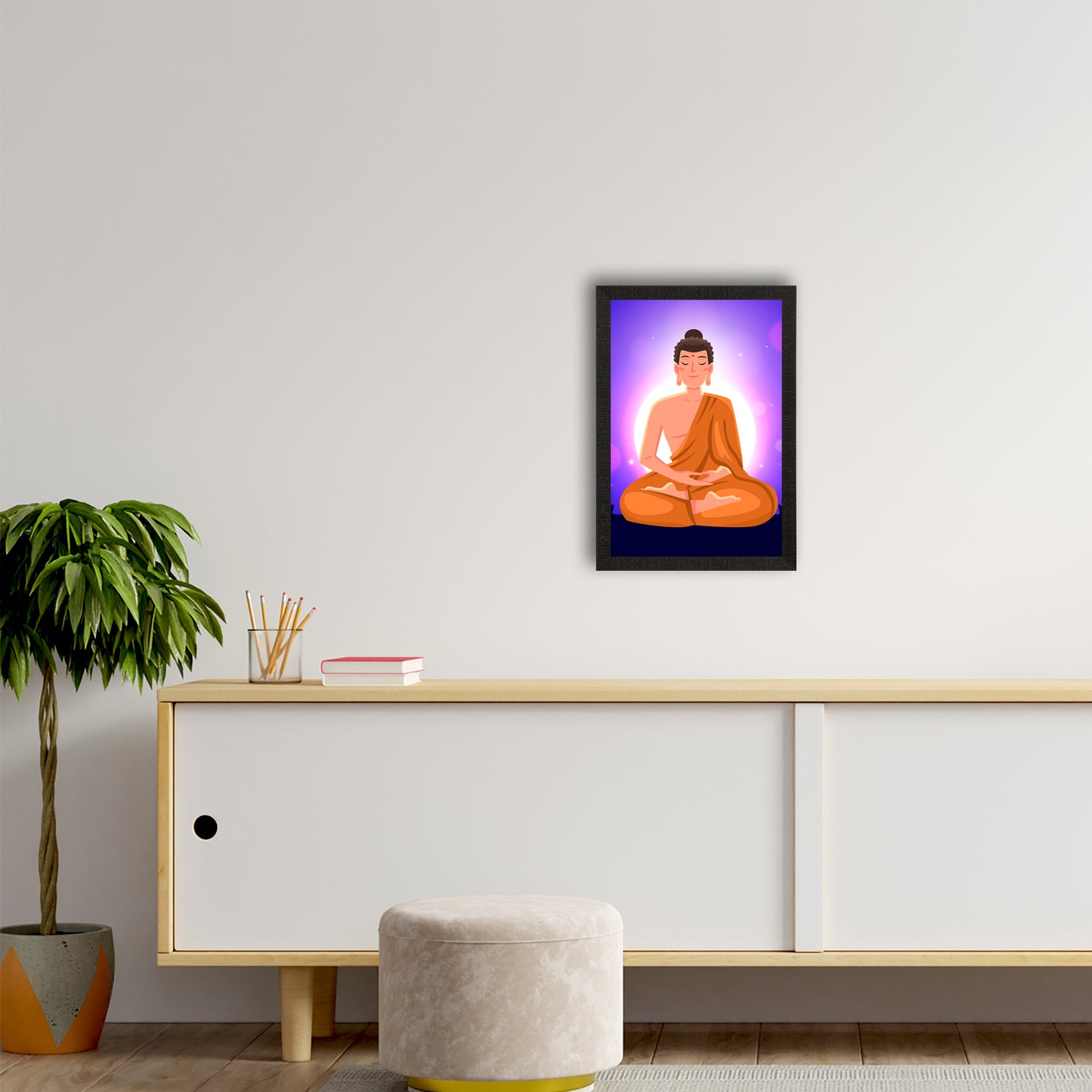Meditating Lord Buddha Satin Matt Texture UV Art Painting 2