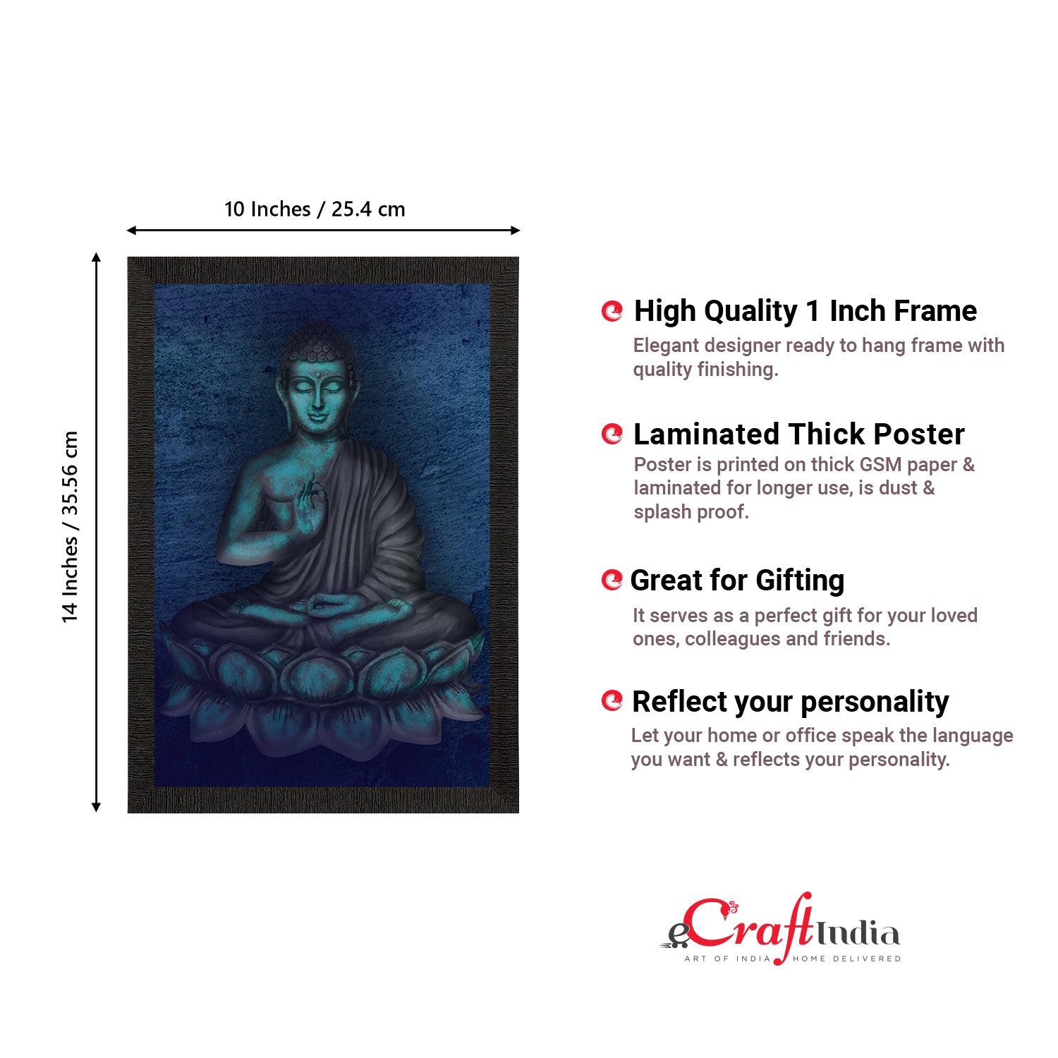 Meditating Lord Buddha Satin Matt Texture UV Art Painting 3