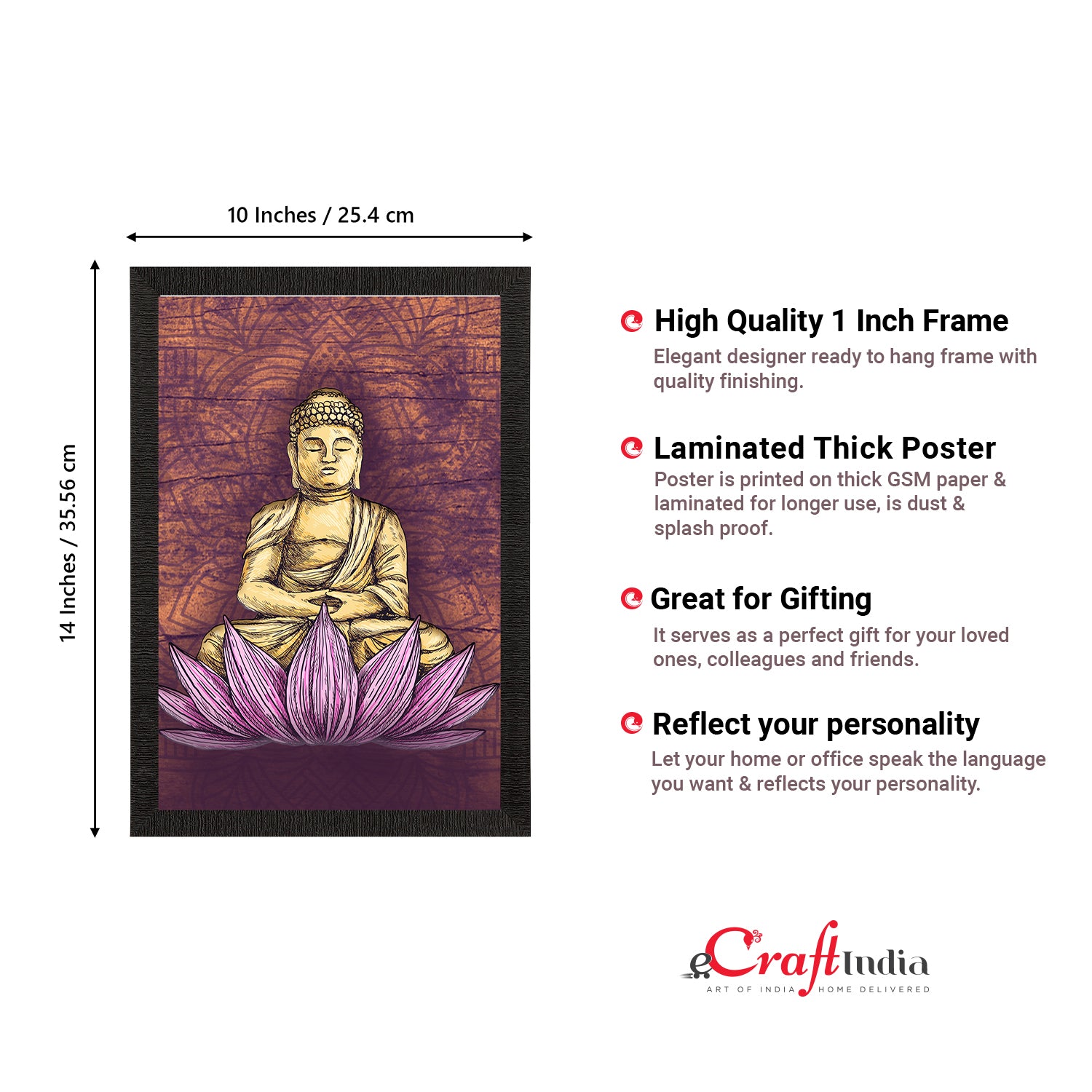 Meditating Lord Buddha Satin Matt Texture UV Art Painting 3