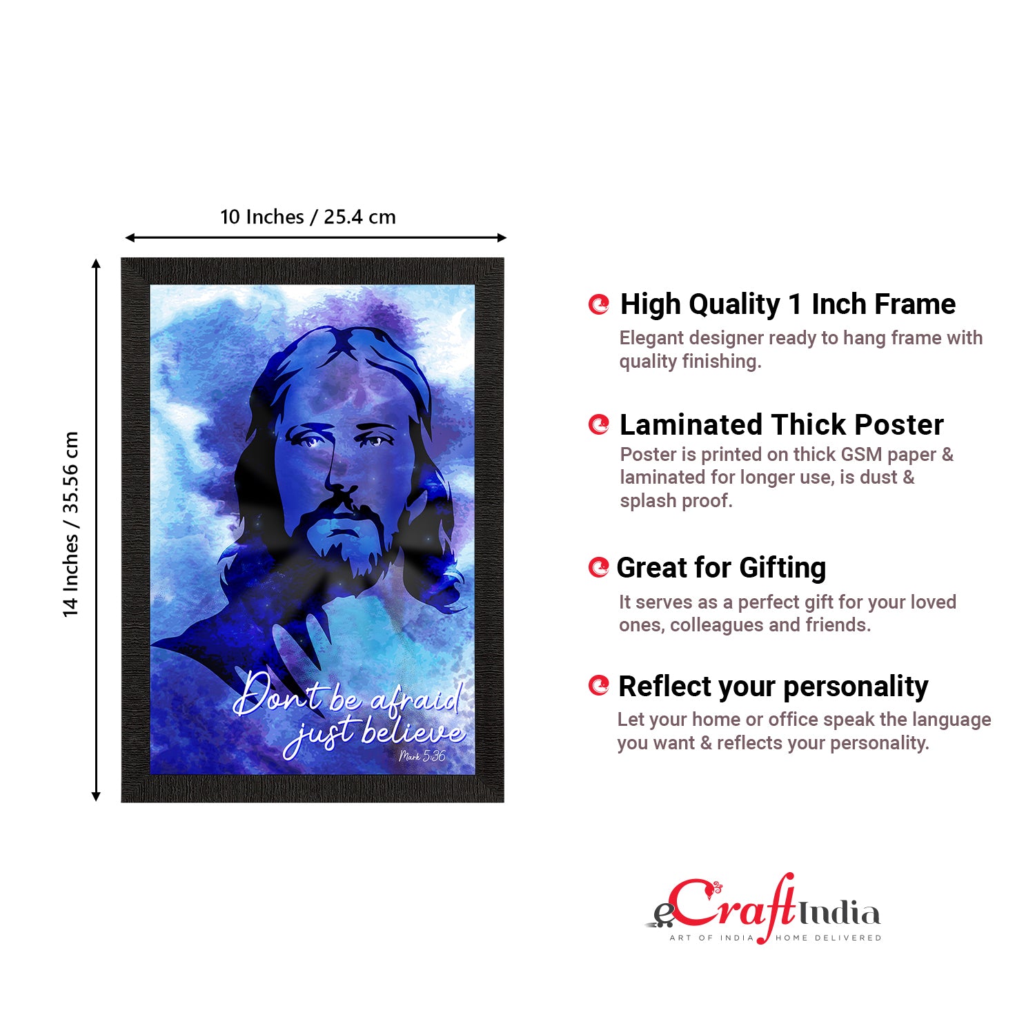 "Don't be Afraid, Just Believe" Jesus Christ Satin Matt Texture UV Art Painting 3