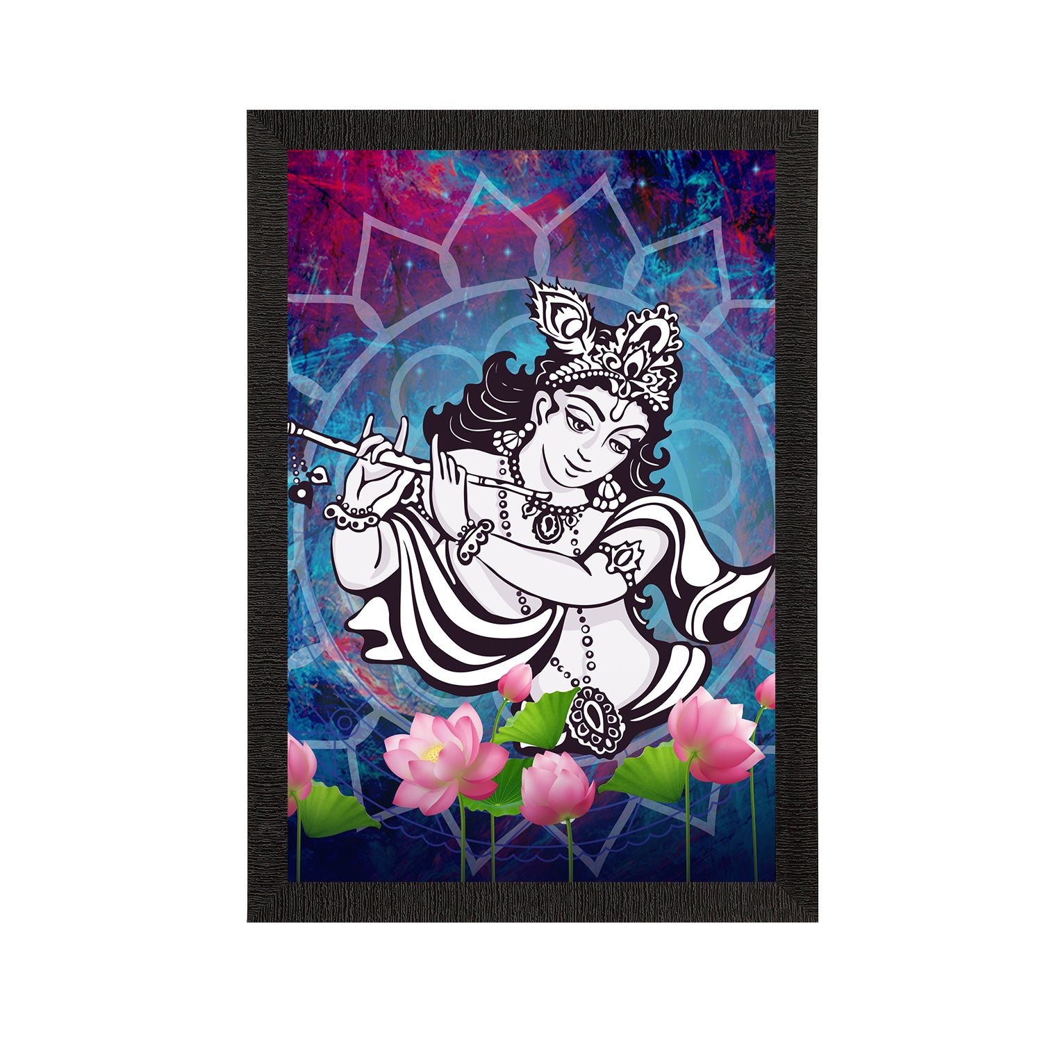 Lord Krishna Painting Digital Printed Religious Wall Art