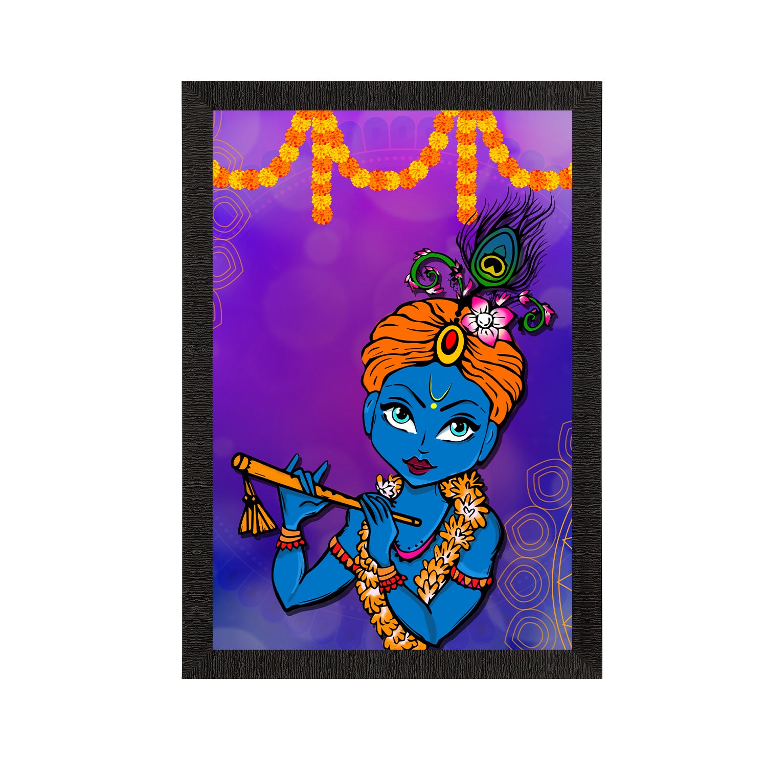 Lord Krishna Painting Digital Printed Religious Wall Art