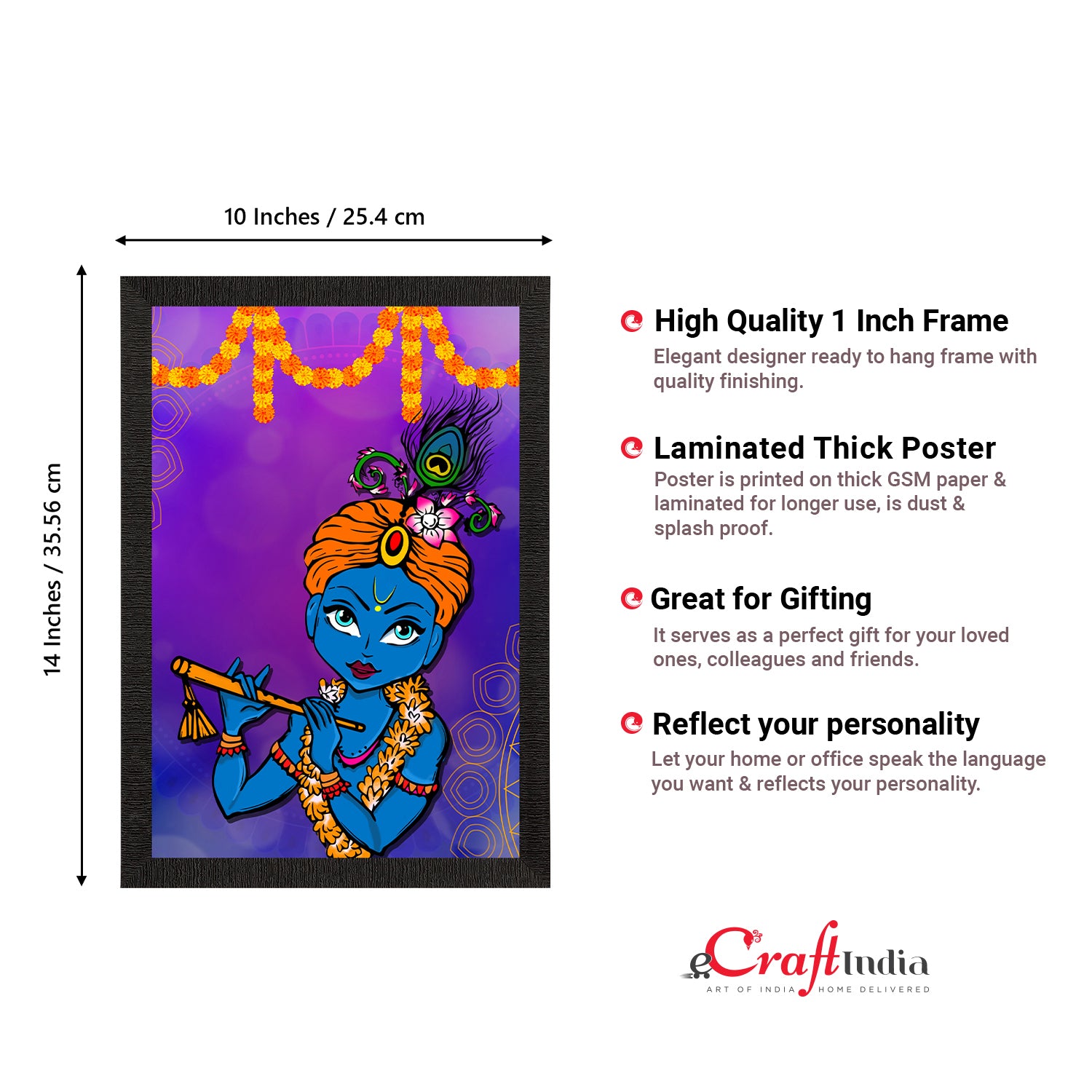 Lord Krishna Painting Digital Printed Religious Wall Art 3