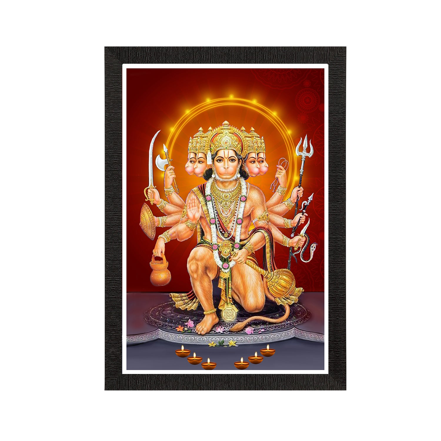 Panch Mukhi Lord Hanuman Satin Matt Texture UV Art Painting