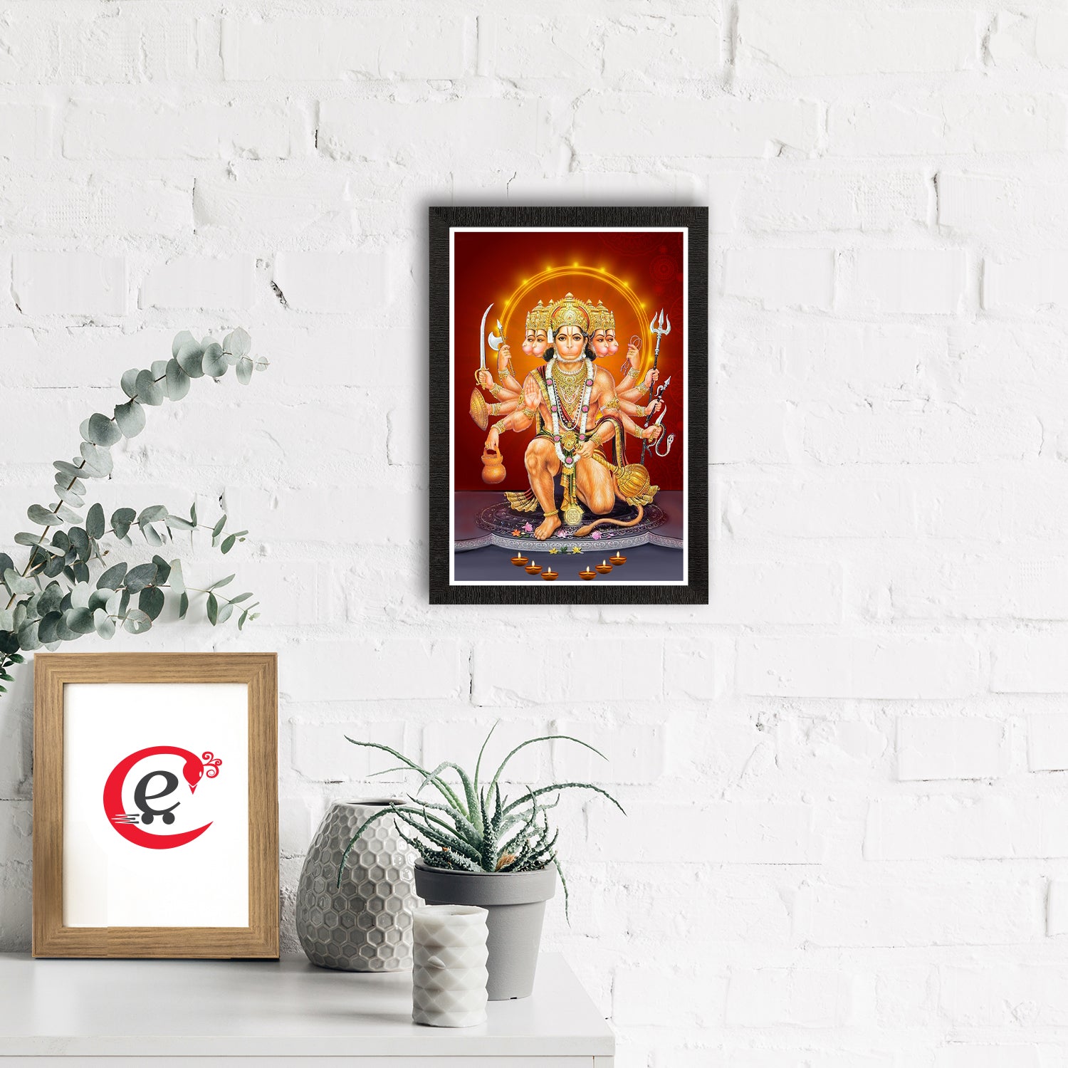 Panch Mukhi Lord Hanuman Satin Matt Texture UV Art Painting 1