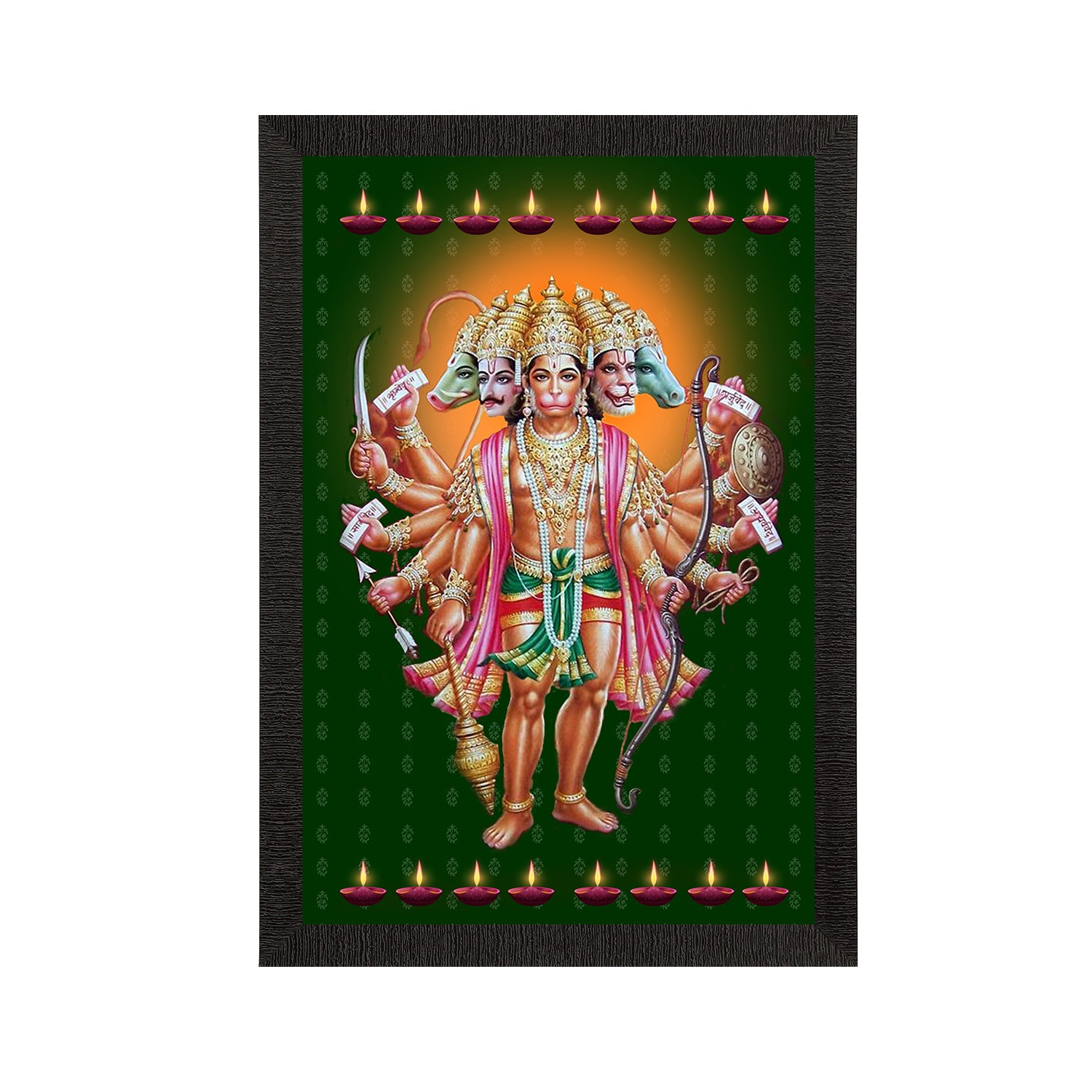 Panch Mukhi Lord Hanuman Satin Matt Texture UV Art Painting