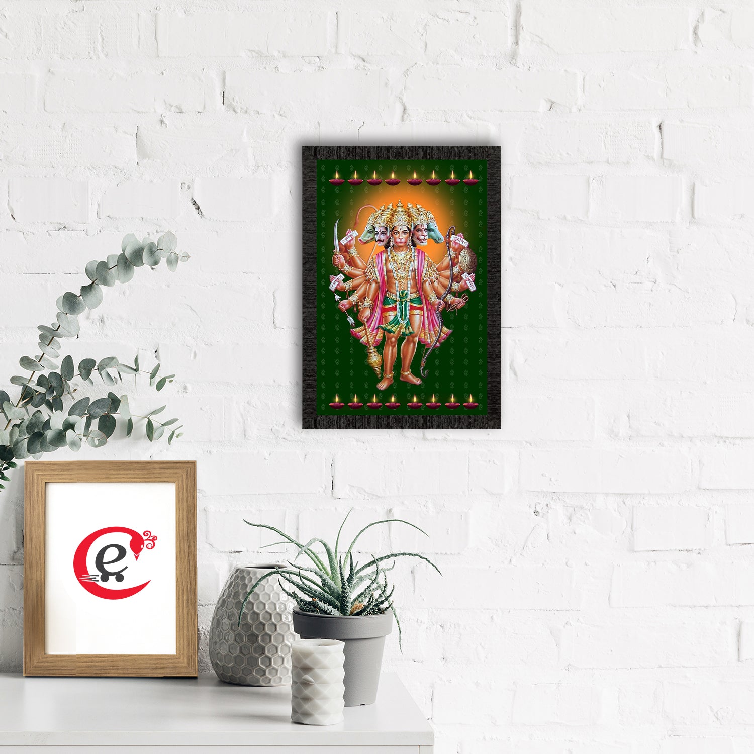 Panch Mukhi Lord Hanuman Satin Matt Texture UV Art Painting 1