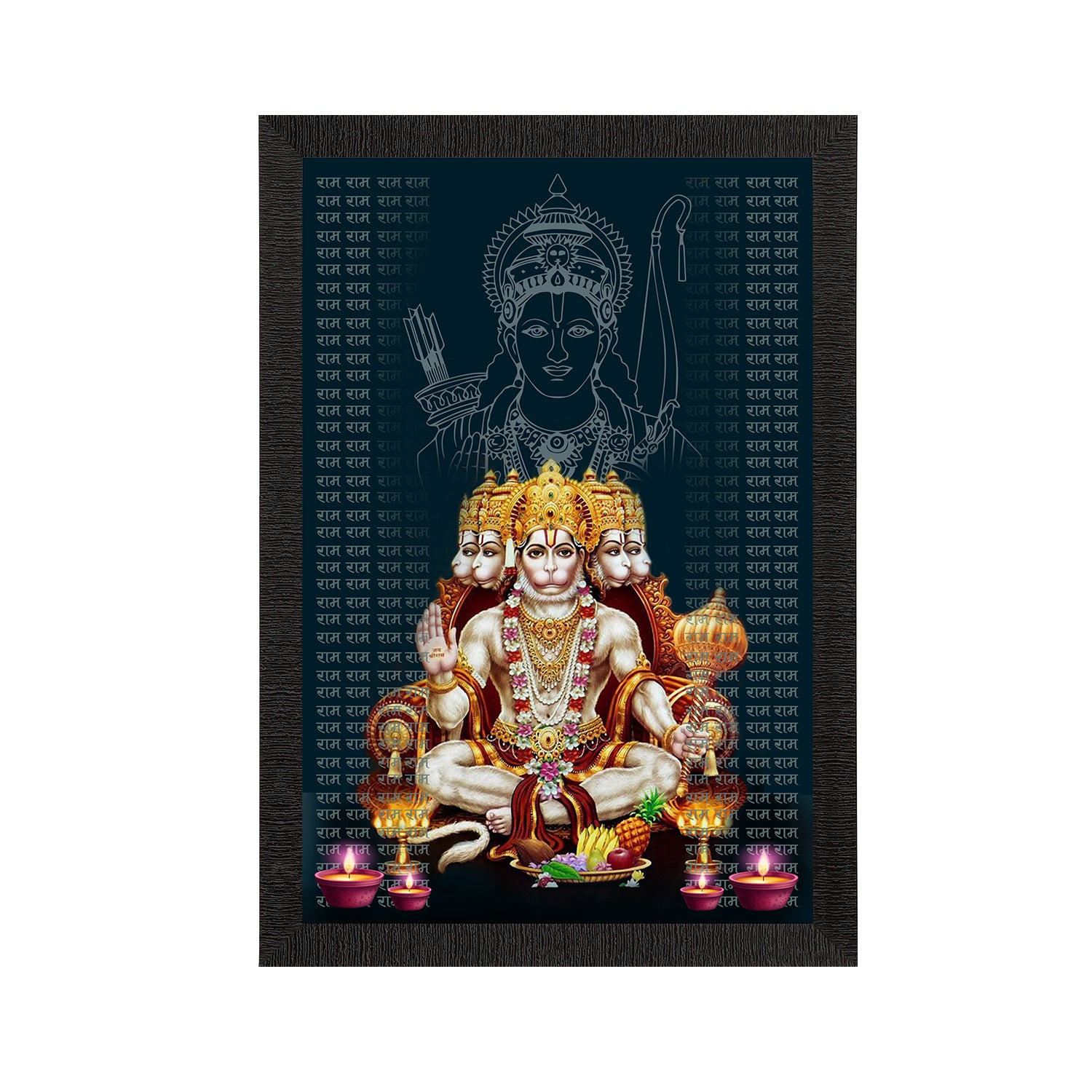 Panch Mukhi Lord Hanuman Satin Matt Texture UV Art Painting