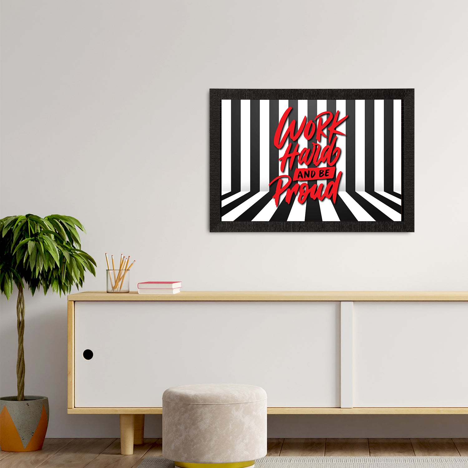 " Work Hard And be Proud" Motivational Quote Satin Matt Texture UV Art Painting 2