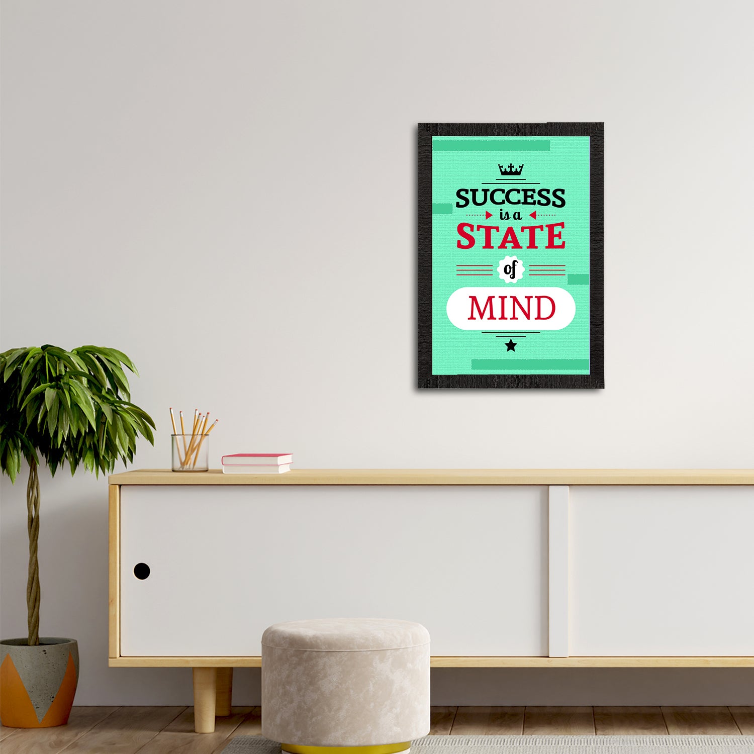 "Success Is A State of Mind "Motivational Quote Satin Matt Texture UV Art Painting 2